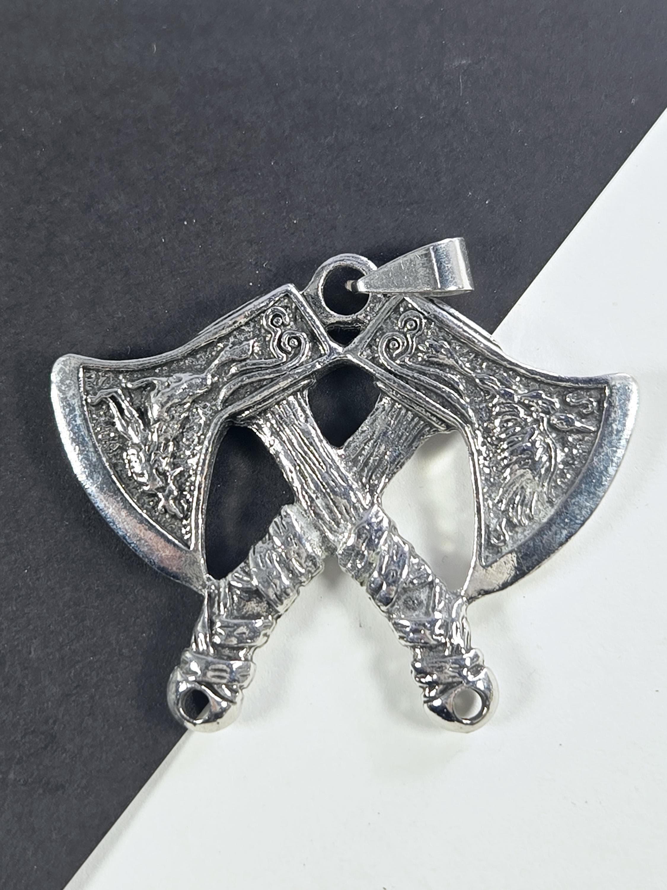 Tomahawk Axe Pendant: Silver Gothic Charm - Handmade Metal Keychain | Beads for Jewelry Making | DIY Bracelet Earring Supply