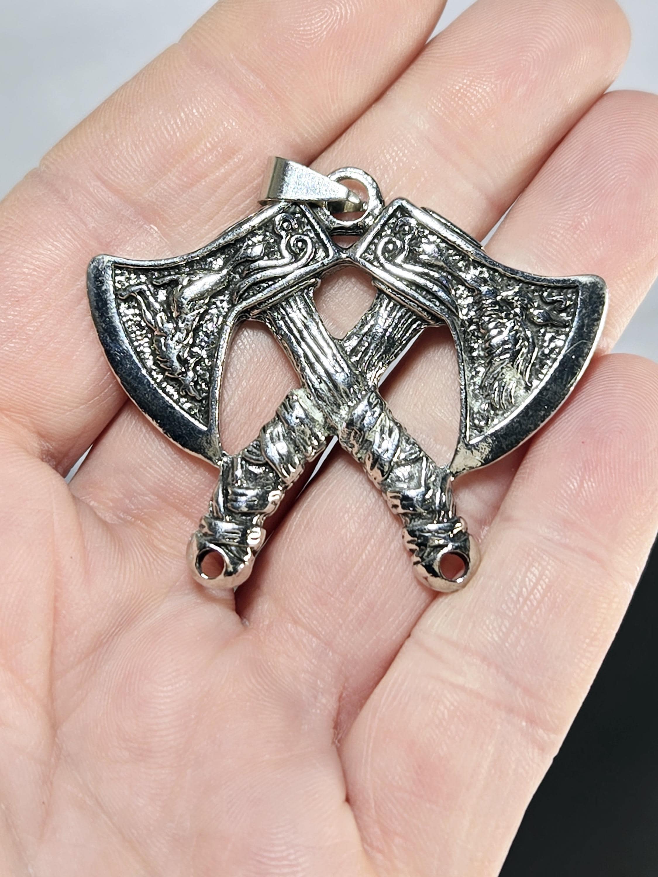 Tomahawk Axe Pendant: Silver Gothic Charm - Handmade Metal Keychain | Beads for Jewelry Making | DIY Bracelet Earring Supply