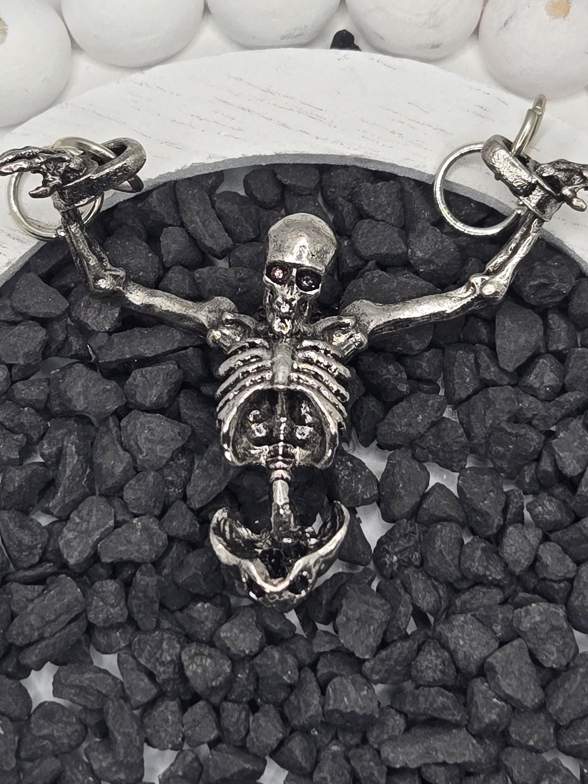 Skeleton In Chains Goth Focal Pendant for Jewelry making and Unique DIY Decor and Collections | Beads for Jewelry Making