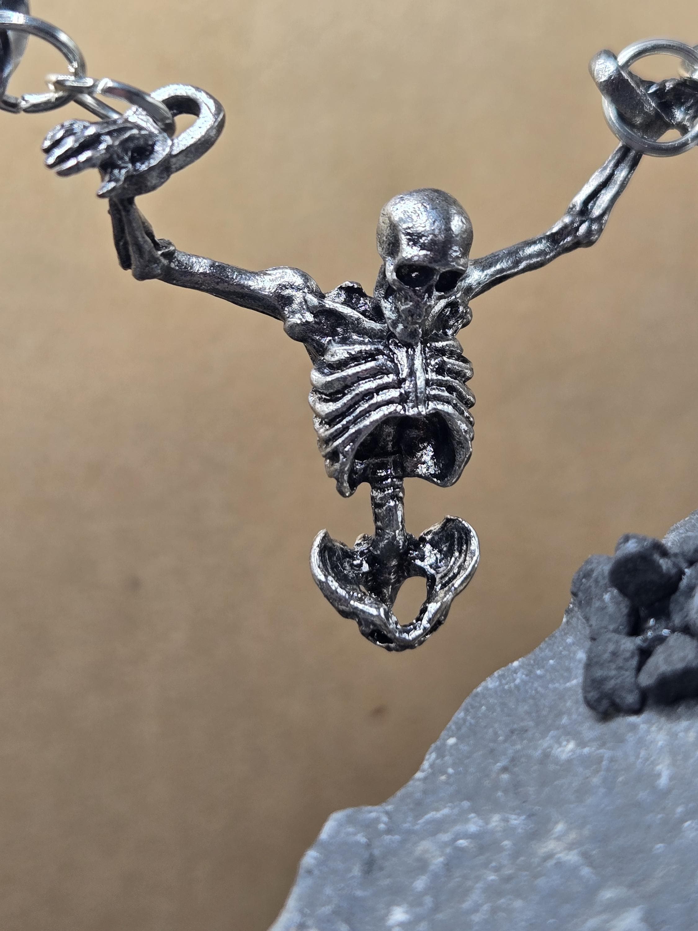 Skeleton In Chains Goth Focal Pendant for Jewelry making and Unique DIY Decor and Collections | Beads for Jewelry Making