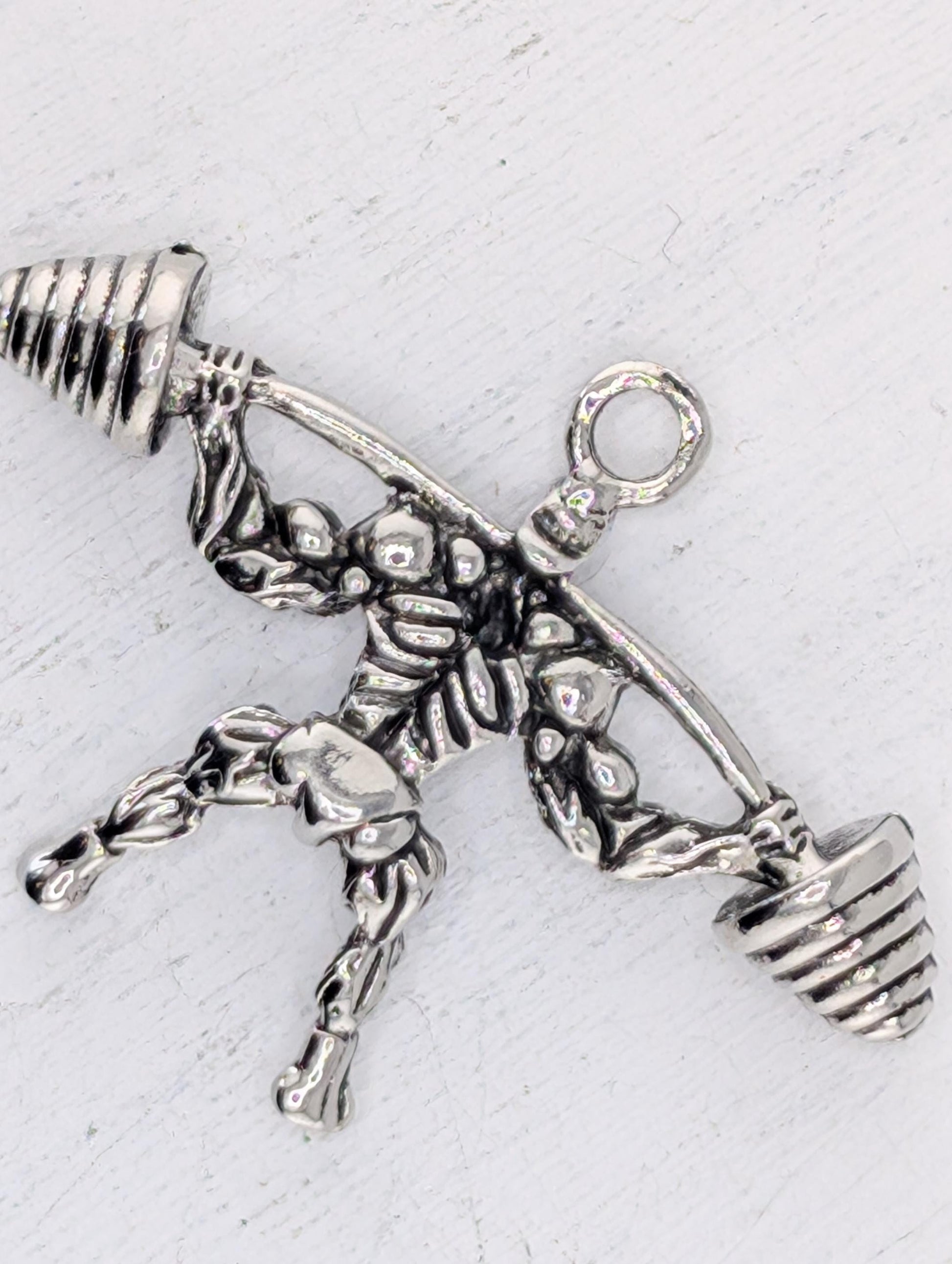 Deadlift Car Charm Pendant: Silver Alloy Gym Design 55x40mm | Beads for Jewelry Making | DIY Bracelet Earring Supply
