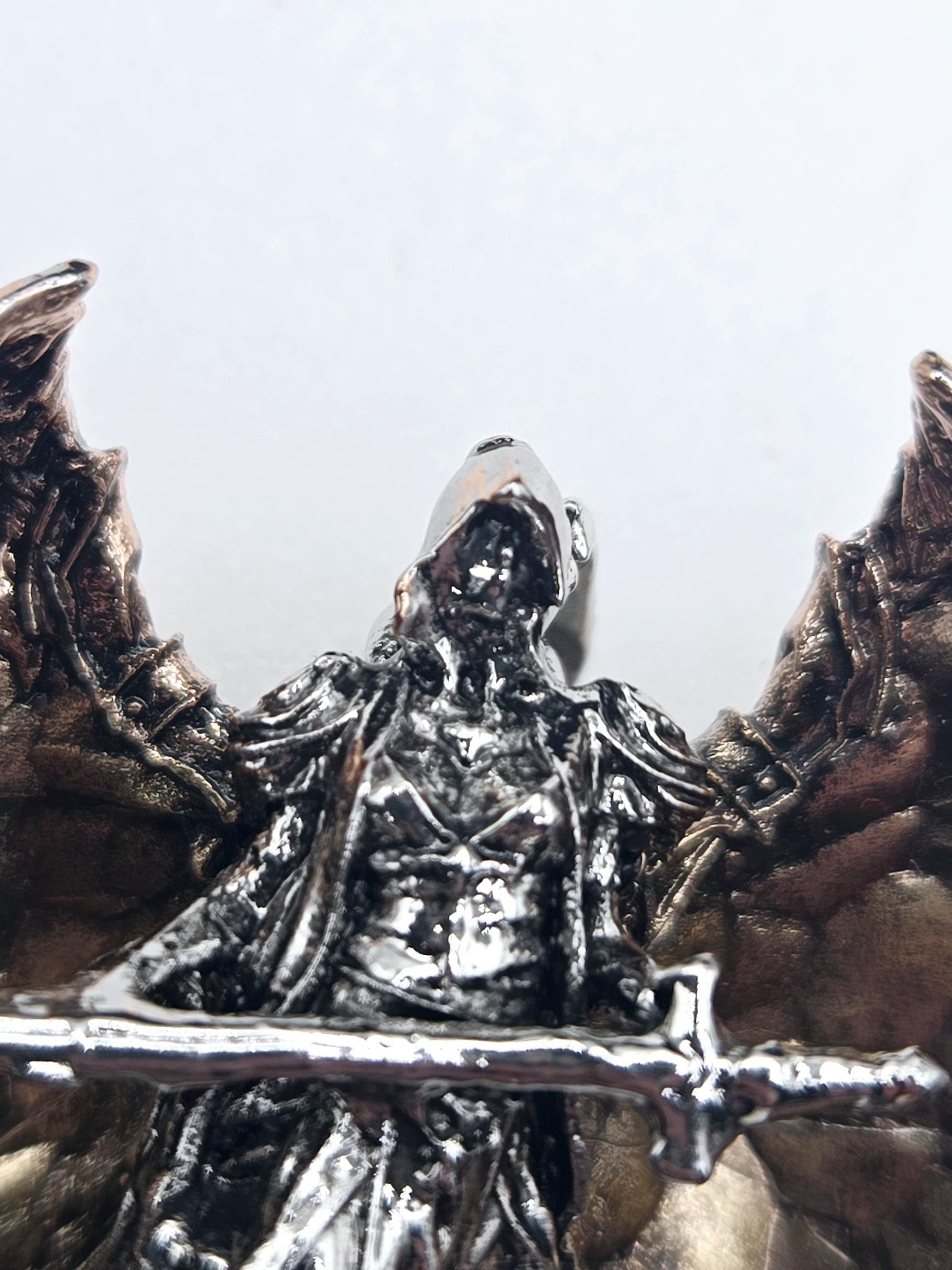 Skull Pendant Charm: Gothic Fallen Angel - Silver Plated Alloy | Beads for Jewelry Making | DIY Bracelet Earring Supply