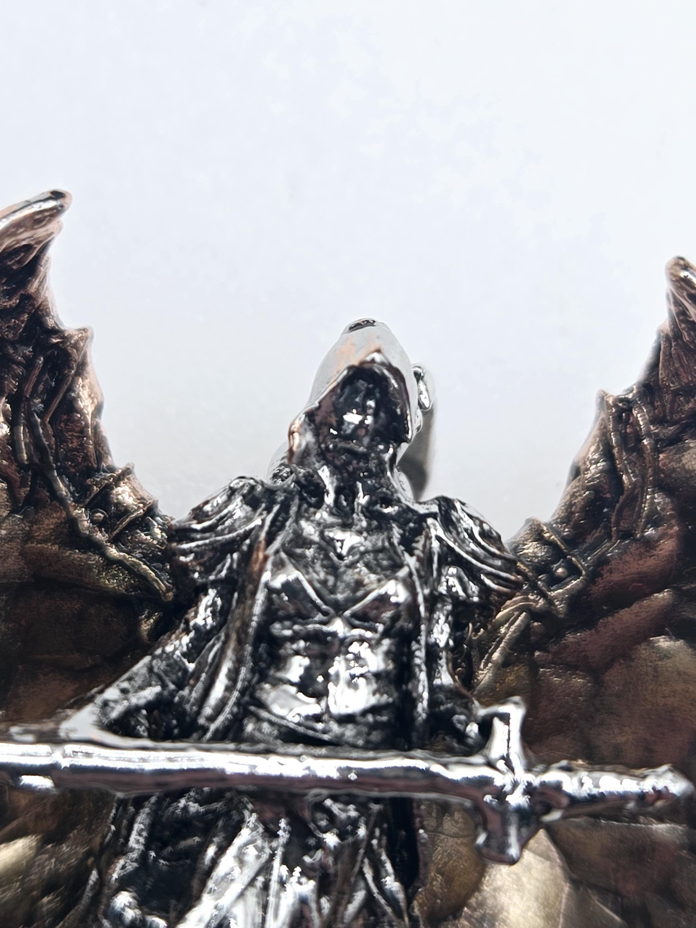 Skull Pendant Charm: Gothic Fallen Angel - Silver Plated Alloy | Beads for Jewelry Making | DIY Bracelet Earring Supply