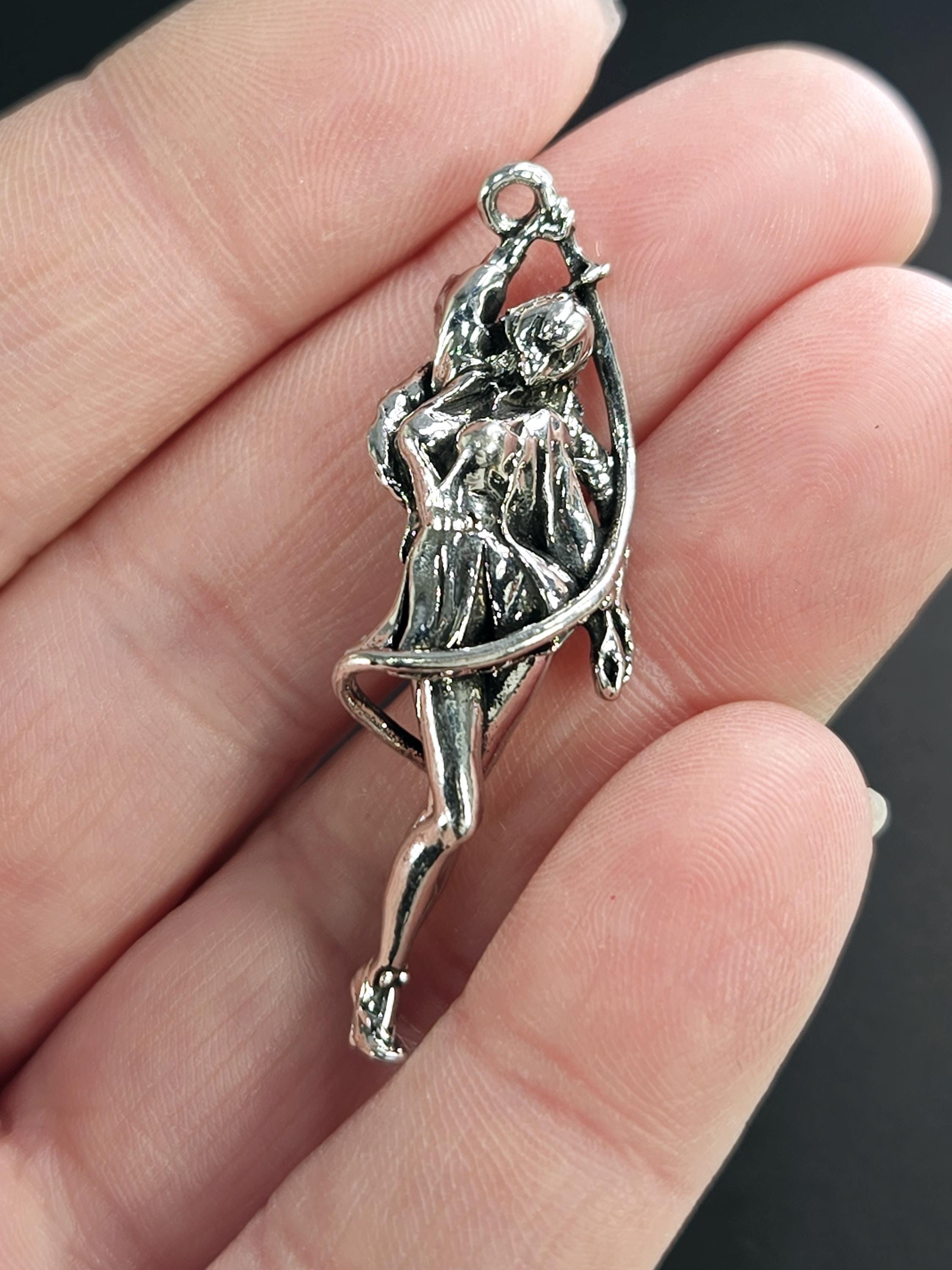 Silver Plated Gothic Pendant: Dark Fantasy Metal Charm | Beads for Jewelry Making | DIY Bracelet Earring Supply