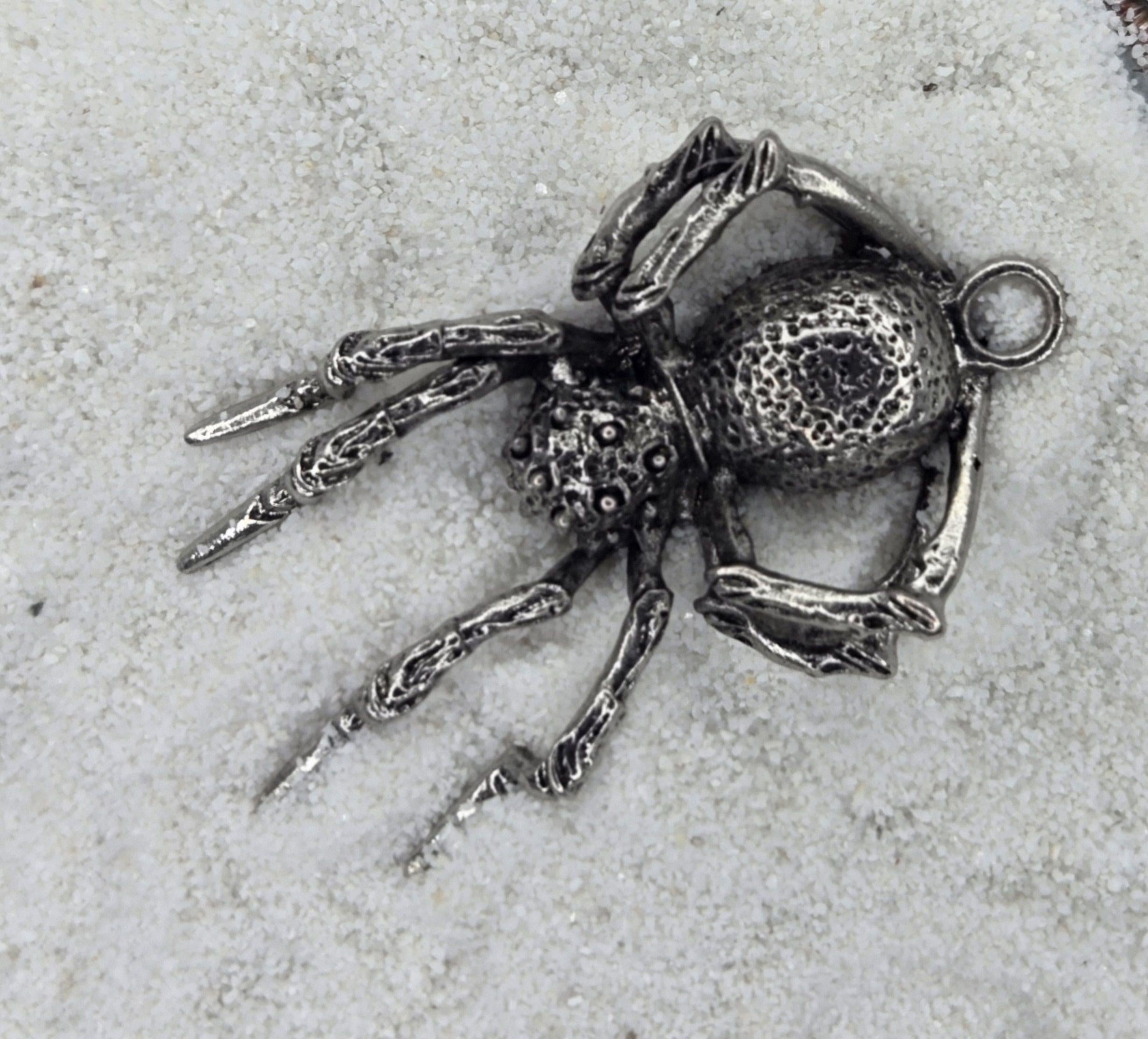 Goth Skull Pendant, Spider Design (Silver Plated Alloy Charm) | Beads for Jewelry Making | DIY Bracelet Earring Supply