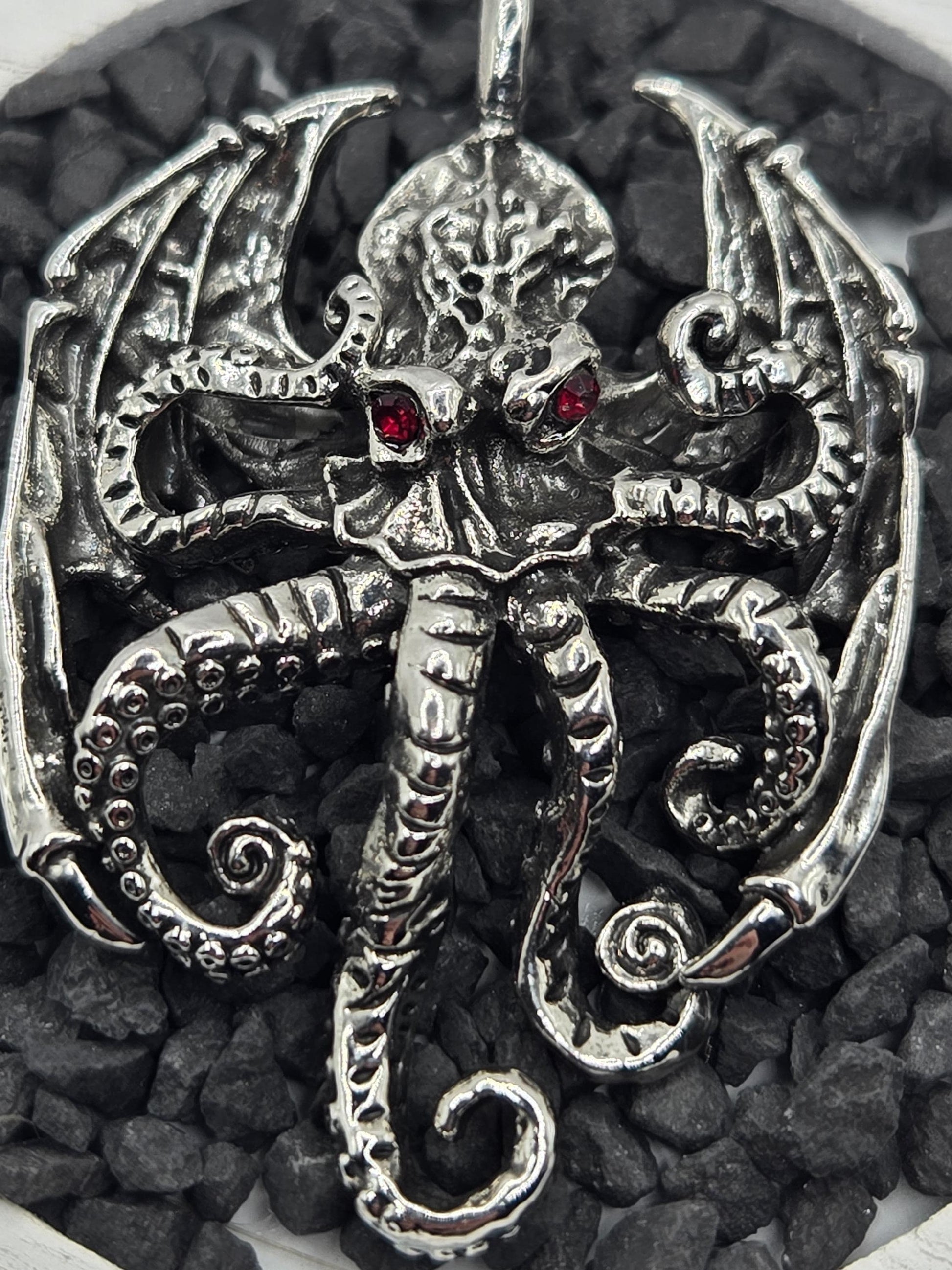 Goth Skull Pendant, Evil Squid Silver Charm (Craft Supply) | Beads for Jewelry Making | DIY Bracelet Earring Supply