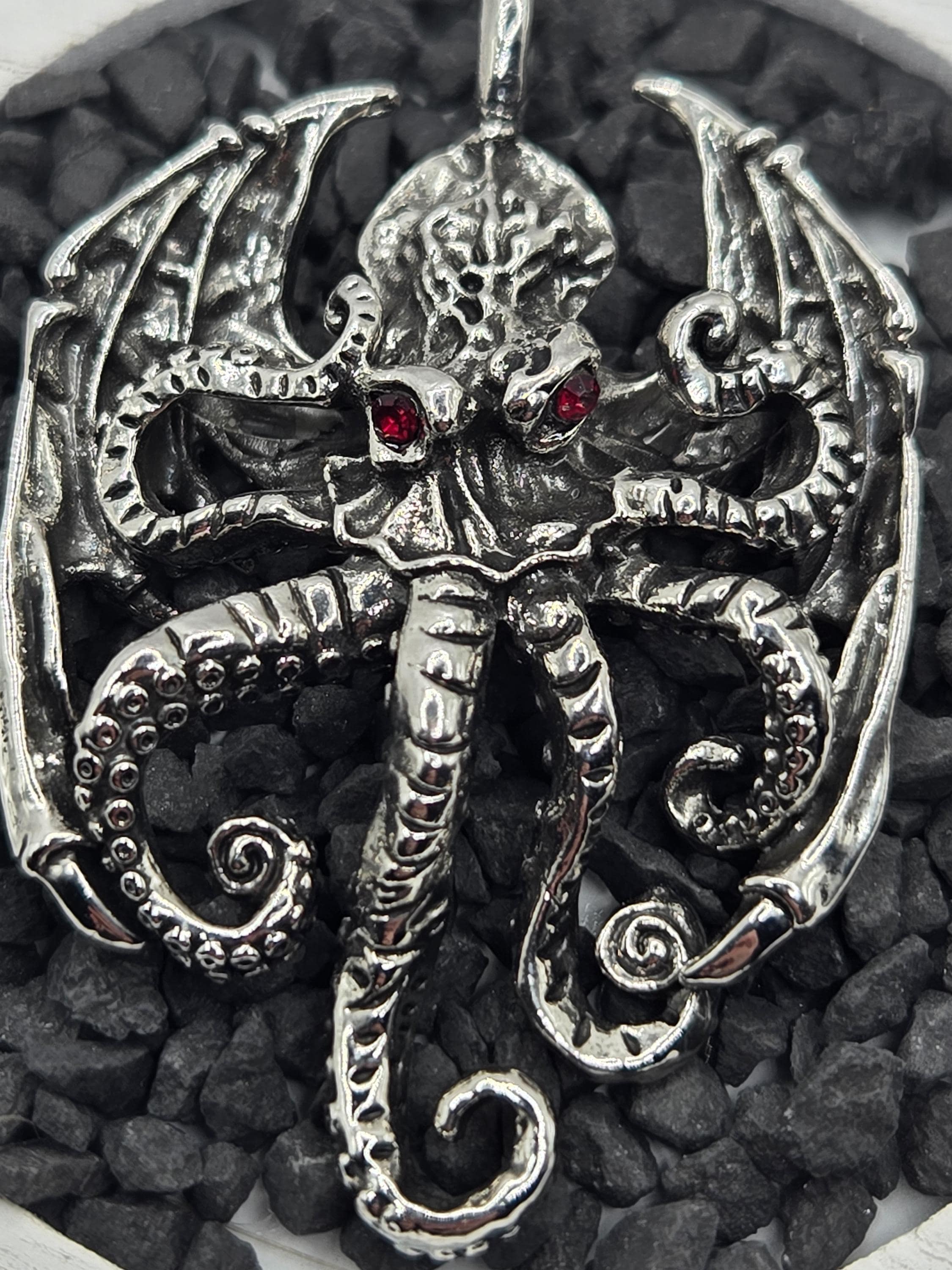 Goth Skull Pendant, Evil Squid Silver Charm (Craft Supply) | Beads for Jewelry Making | DIY Bracelet Earring Supply