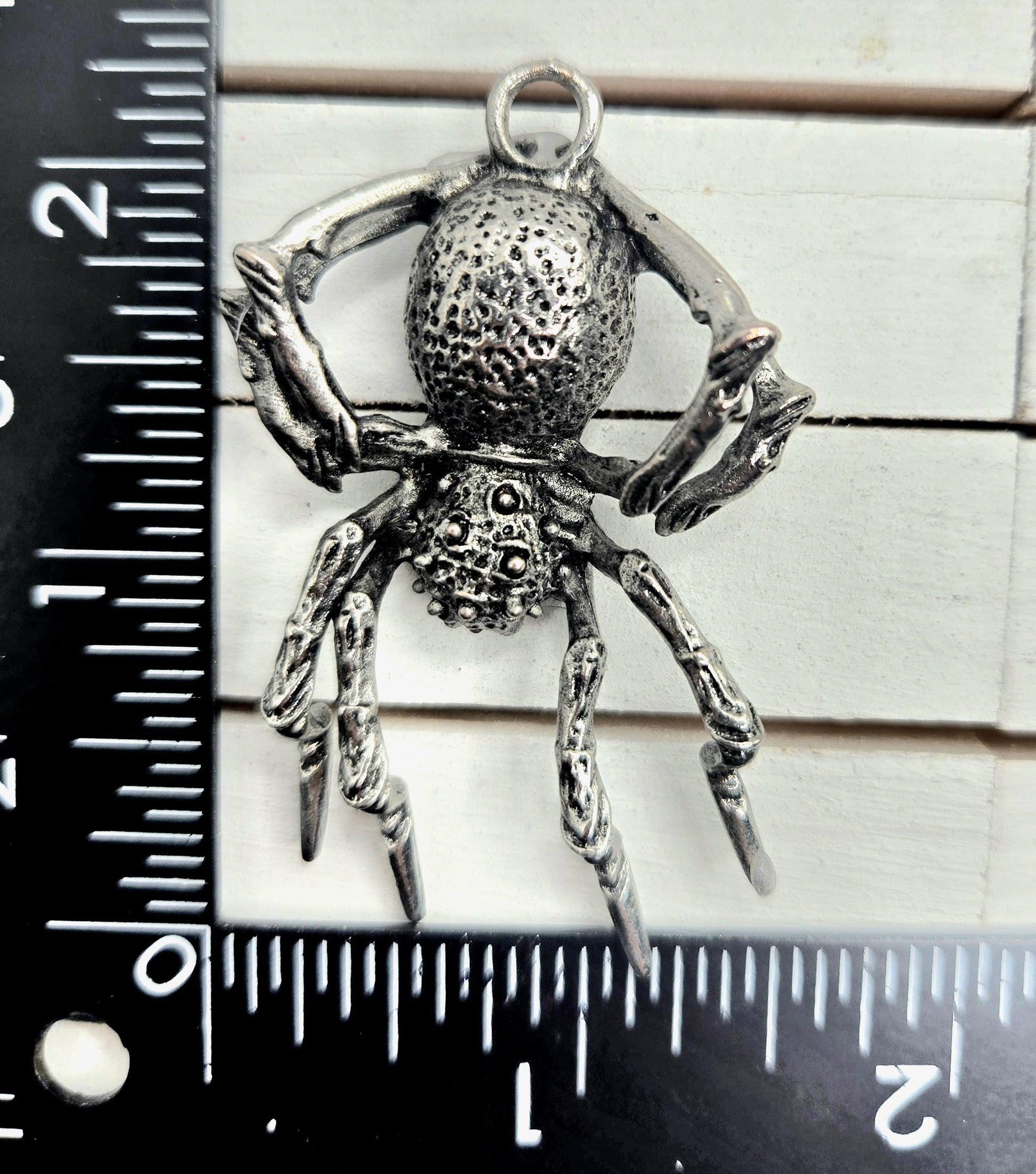 Goth Skull Pendant, Spider Design (Silver Plated Alloy Charm) | Beads for Jewelry Making | DIY Bracelet Earring Supply