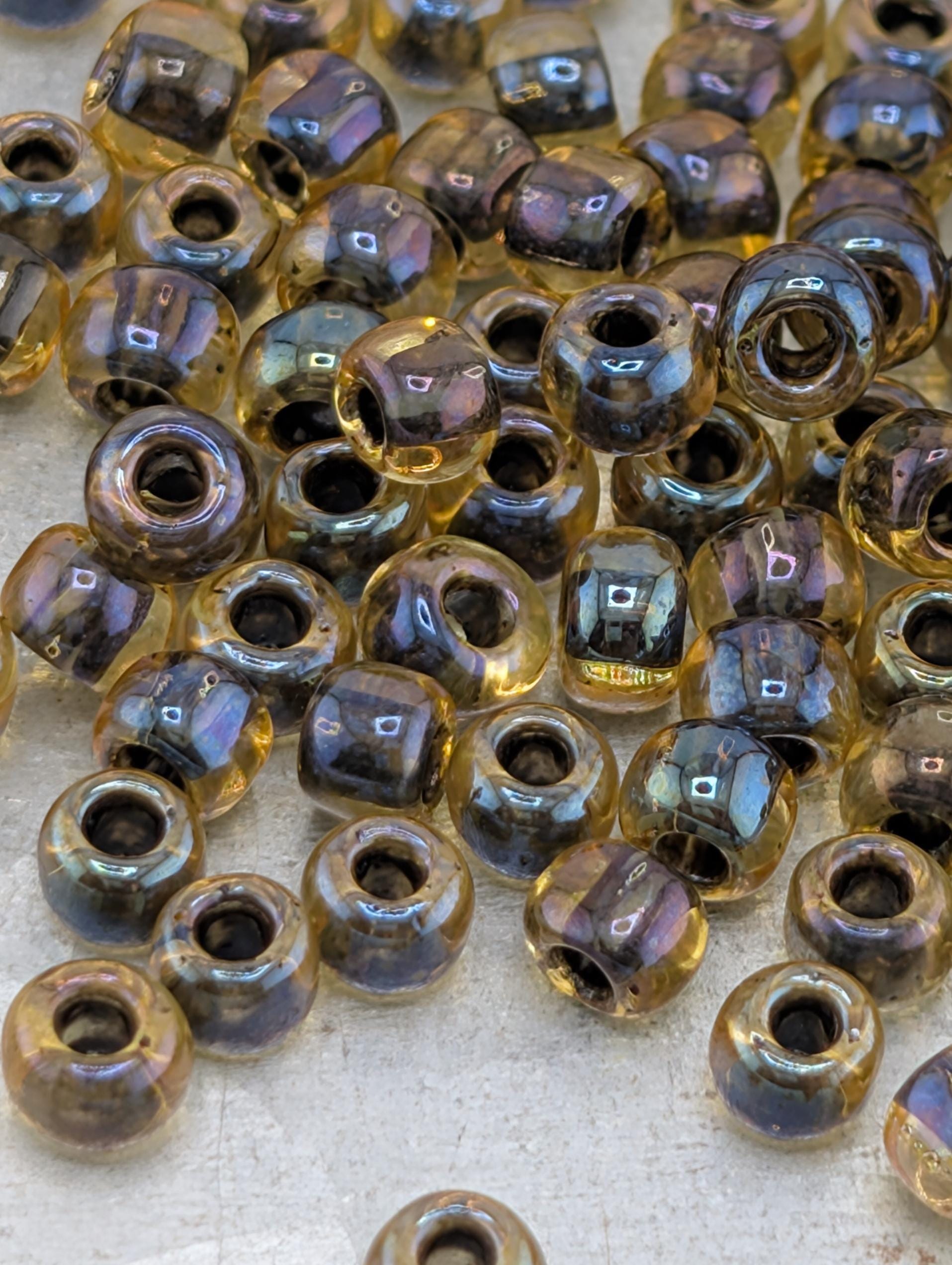 Toho Japanese Seed Beads: Rainbow Jonquil Jet Lined (Size 6/0, 2.5" Tube)