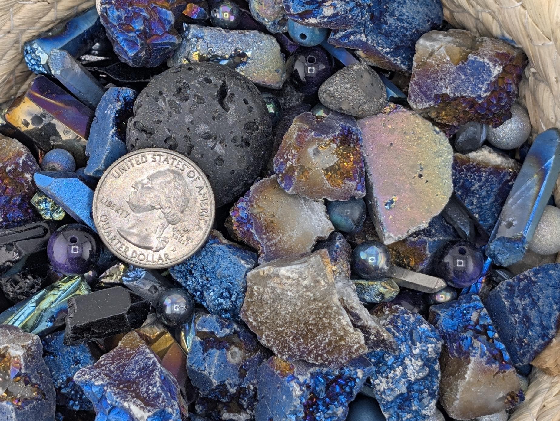 Exclusive "Titanium Rainbow" Gemstone Bead Soup Mix: 2oz Natural Stone Jewelry Making