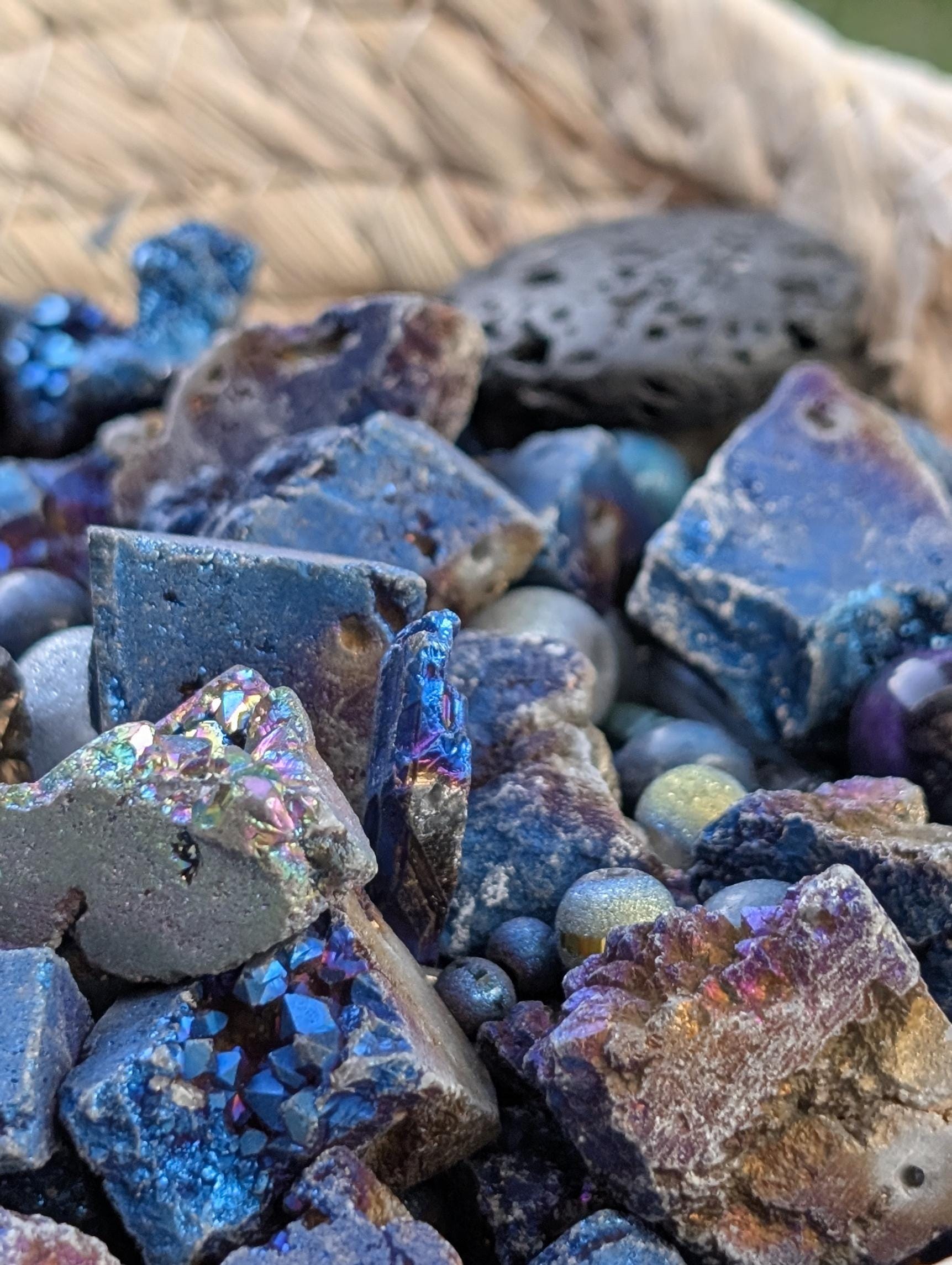 Gemstone Bead Soup: Titanium Rainbow, Lava Rock - Natural Mix | Jewelry Making Bracelet Supply | Learise Curated Mix