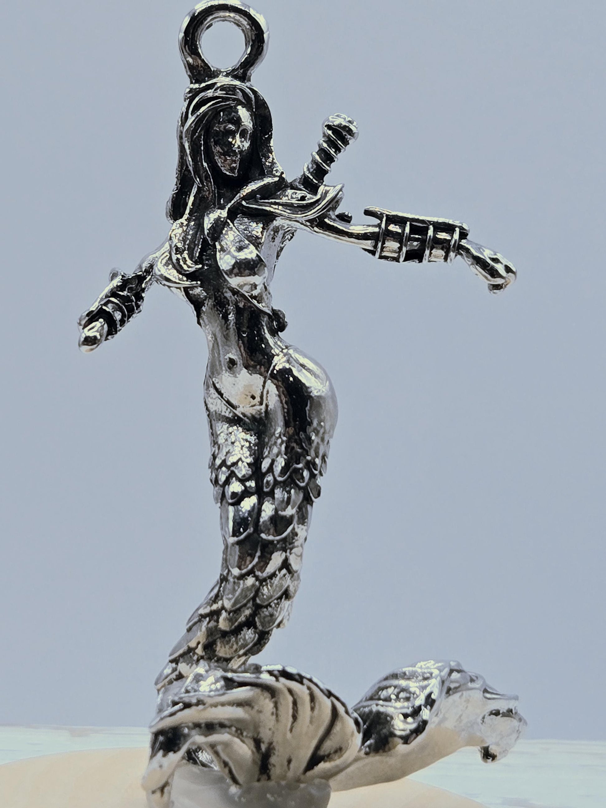 DIY Jewelry Charm: Fantasy, Sci-Fi Goddess of Waterl Silver Plated - Lightweight Pendant