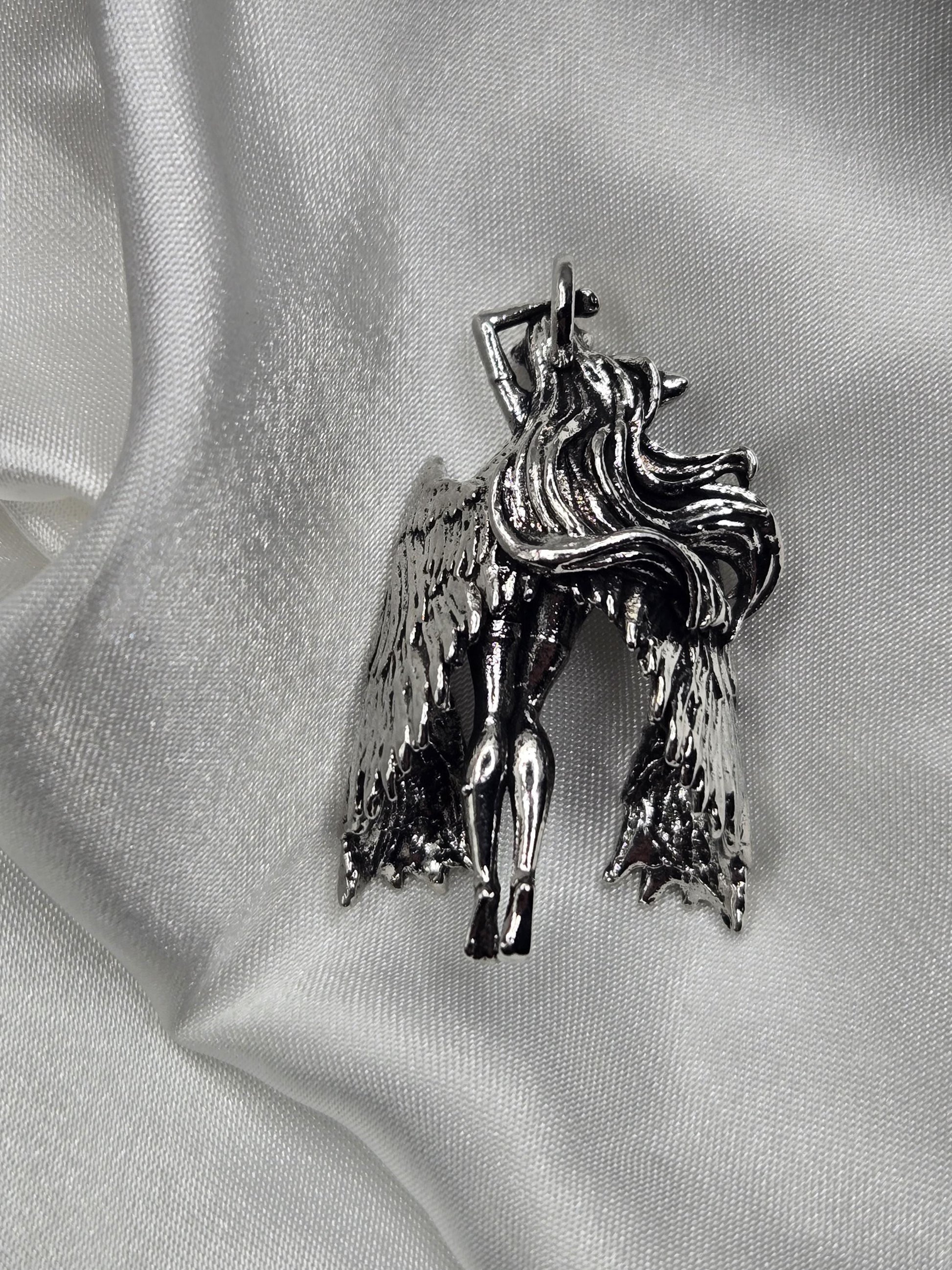 Fantasy Girl Pendant: Silver Plated Gothic Charm