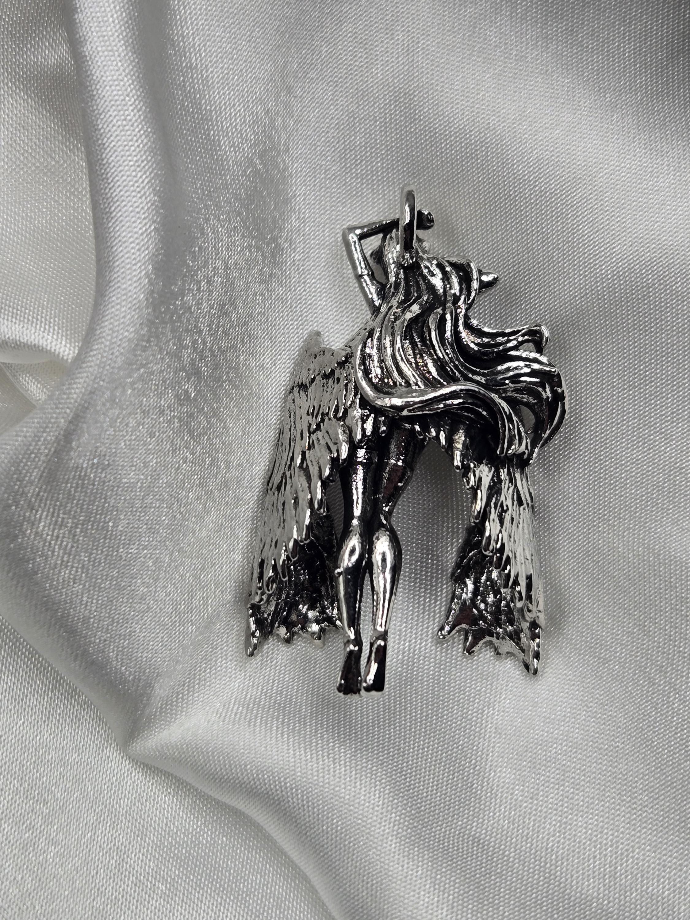 Fantasy Girl Pendant: Silver Plated Gothic Charm | Beads for Jewelry Making | DIY Bracelet Earring Supply