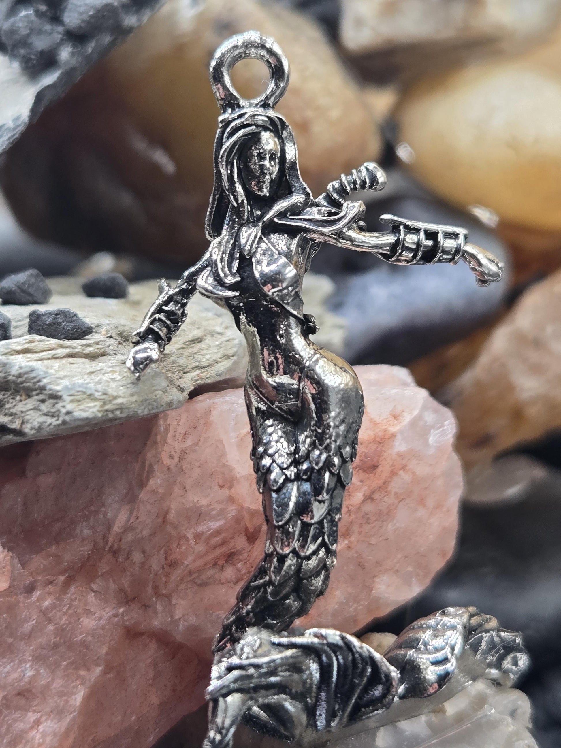 DIY Jewelry Charm: Fantasy, Sci-Fi Goddess of Waterl Silver Plated - Lightweight Pendant | Beads for Jewelry Making