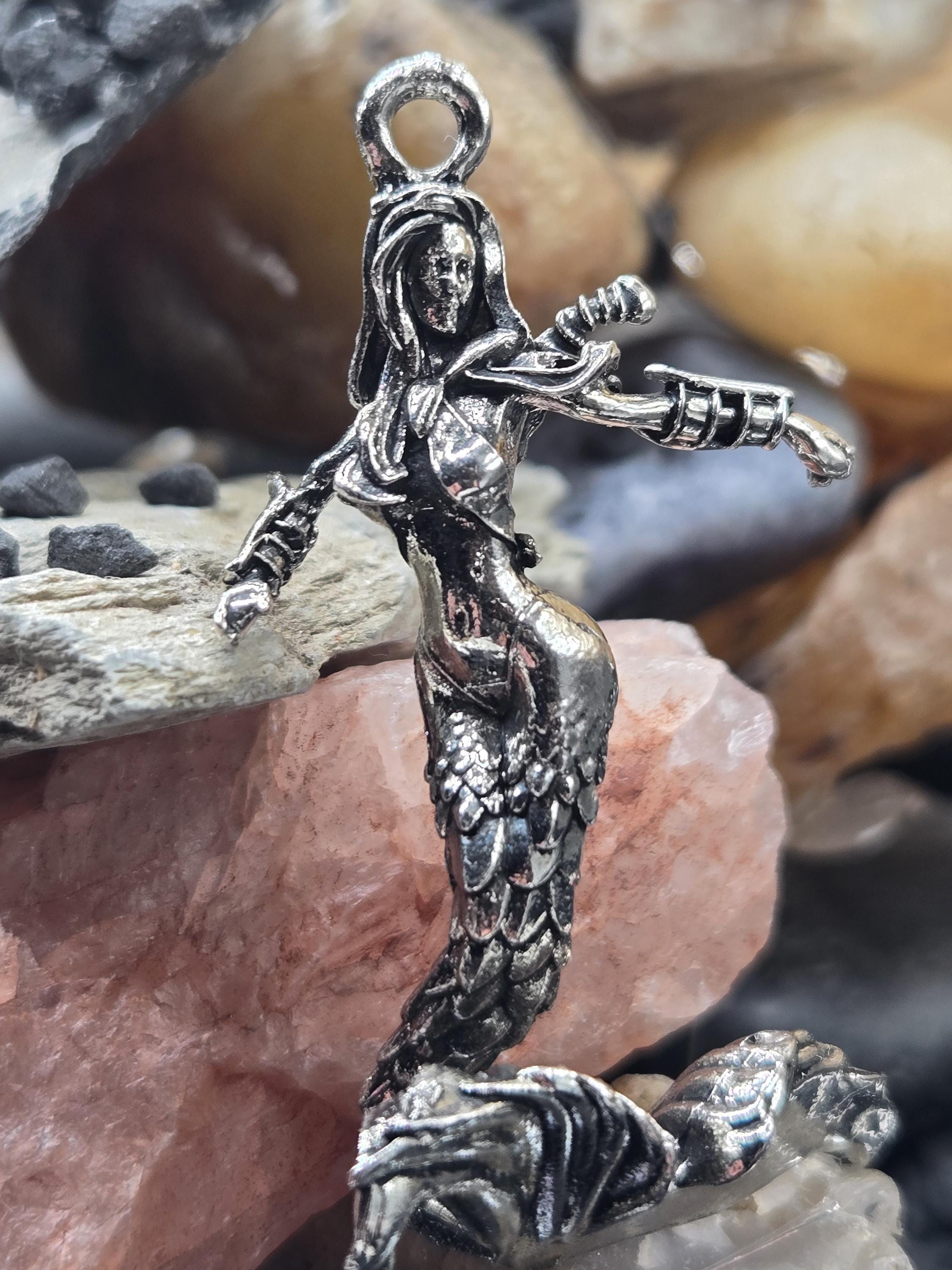 DIY Jewelry Charm: Fantasy, Sci-Fi Goddess of Waterl Silver Plated - Lightweight Pendant | Beads for Jewelry Making