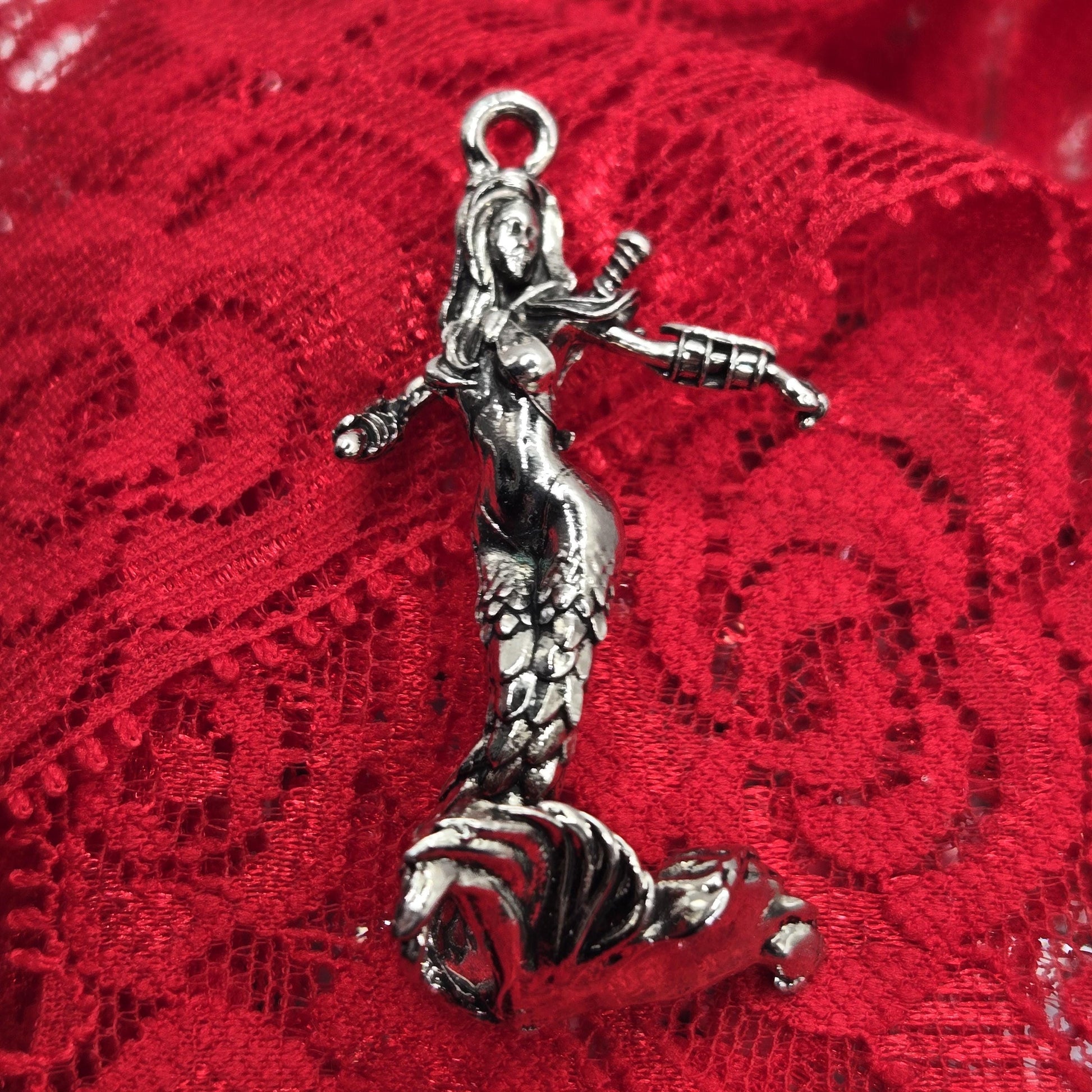 DIY Jewelry Charm: Fantasy, Sci-Fi Goddess of Waterl Silver Plated - Lightweight Pendant | Beads for Jewelry Making