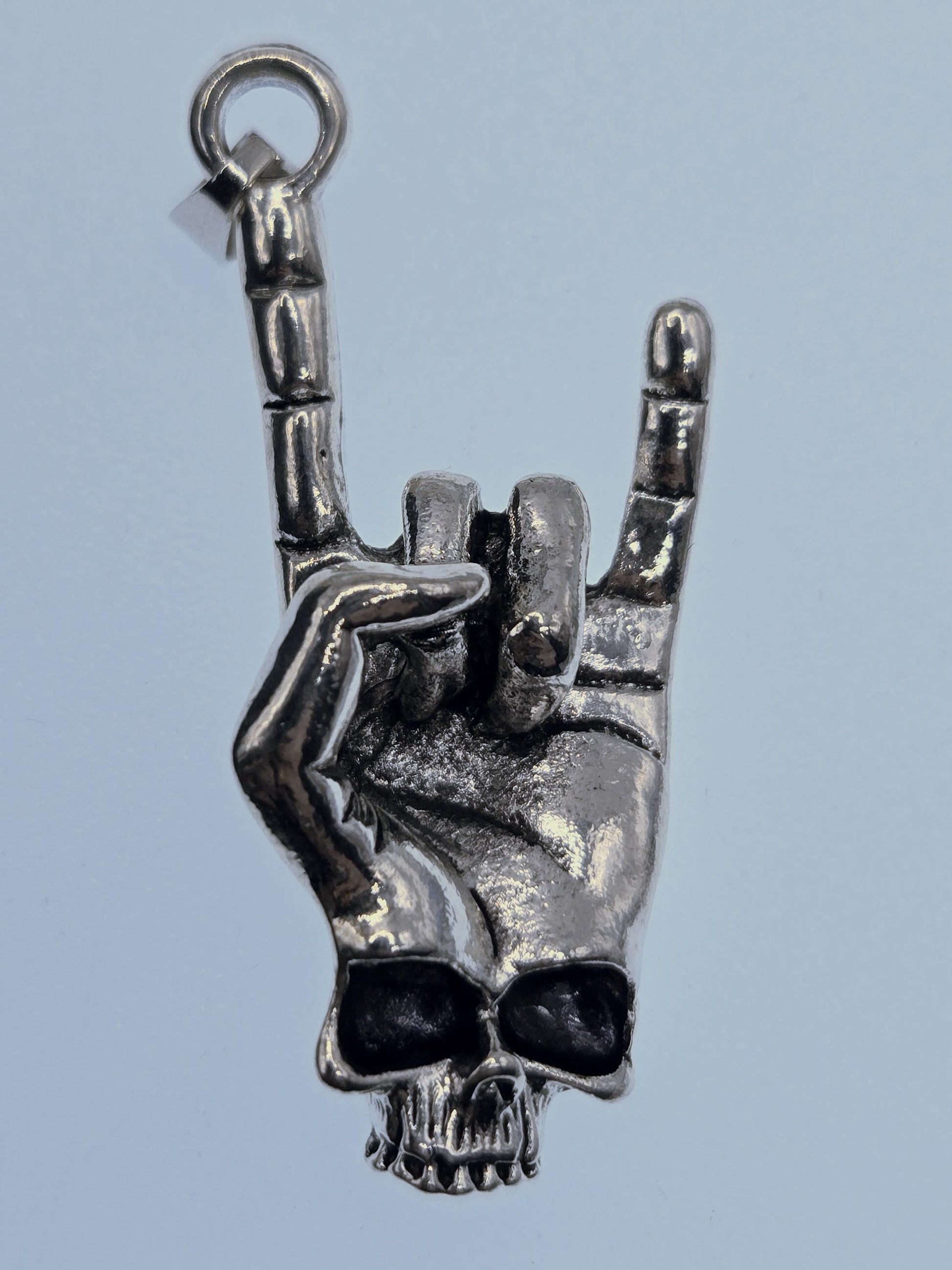 Gothic Skull Pendant Necklace, Silver Tone (Rock Style Charm) | Beads for Jewelry Making | DIY Bracelet Earring Supply