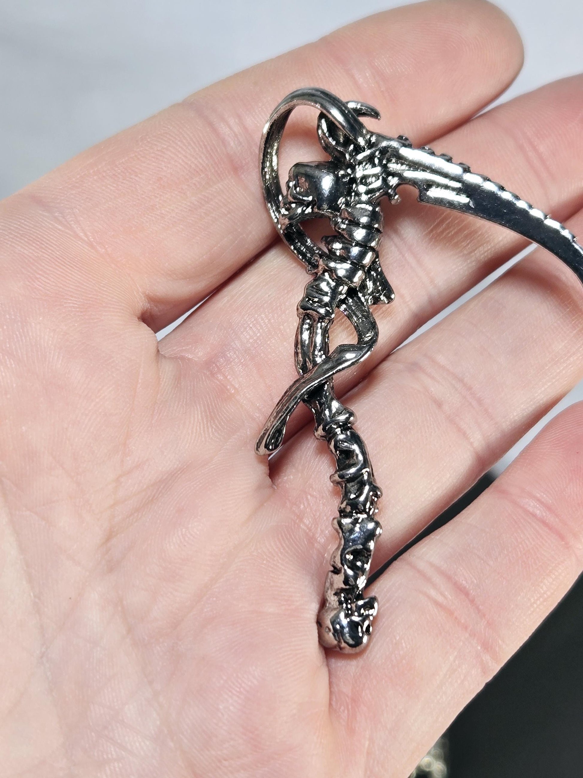 Goth Style Silver Plated Reaper Skeleton Focal Piece for Jewelry making and Unique DIY Decor | Beads for Jewelry Making