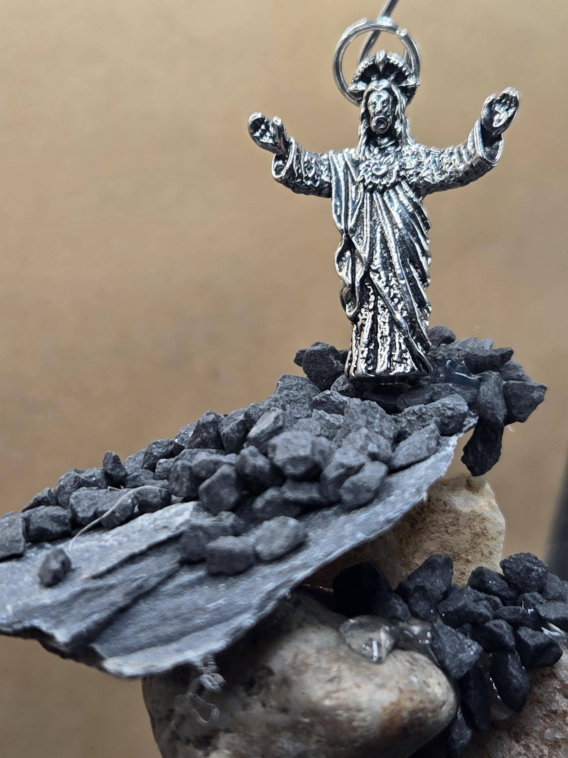 Jesus Pendant Car Charm - Gothic Silver Plated, Unique Keychain | Beads for Jewelry Making | DIY Bracelet Earring Supply