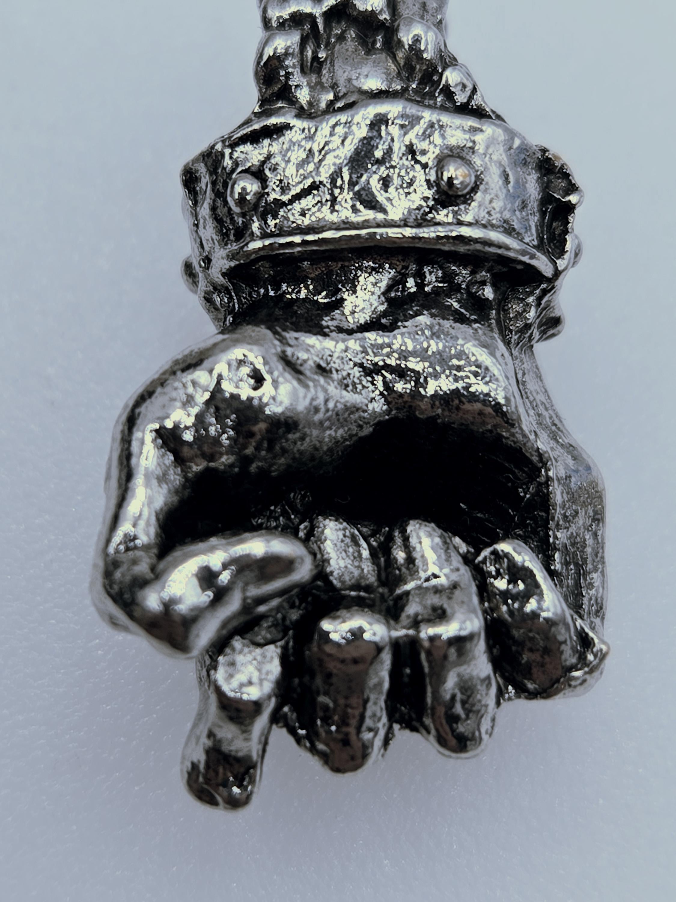 Gothic Iron Fist Pendant: Fantasy Art Inspired (Silver Plated Alloy)