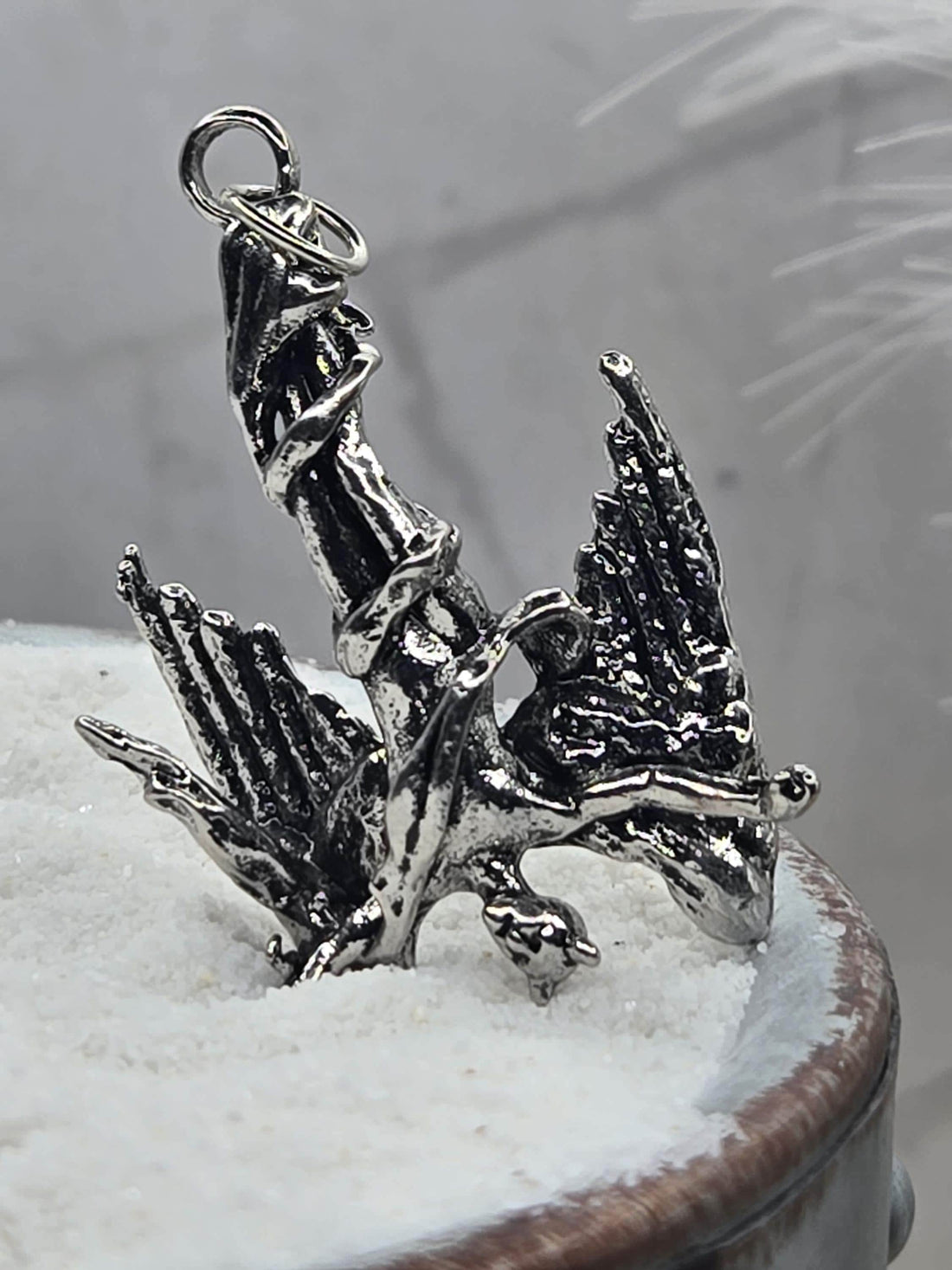 Dark Angel Pendant - Silver Plated Gothic Charm 50x30mm | Beads for Jewelry Making | DIY Bracelet Earring Supply