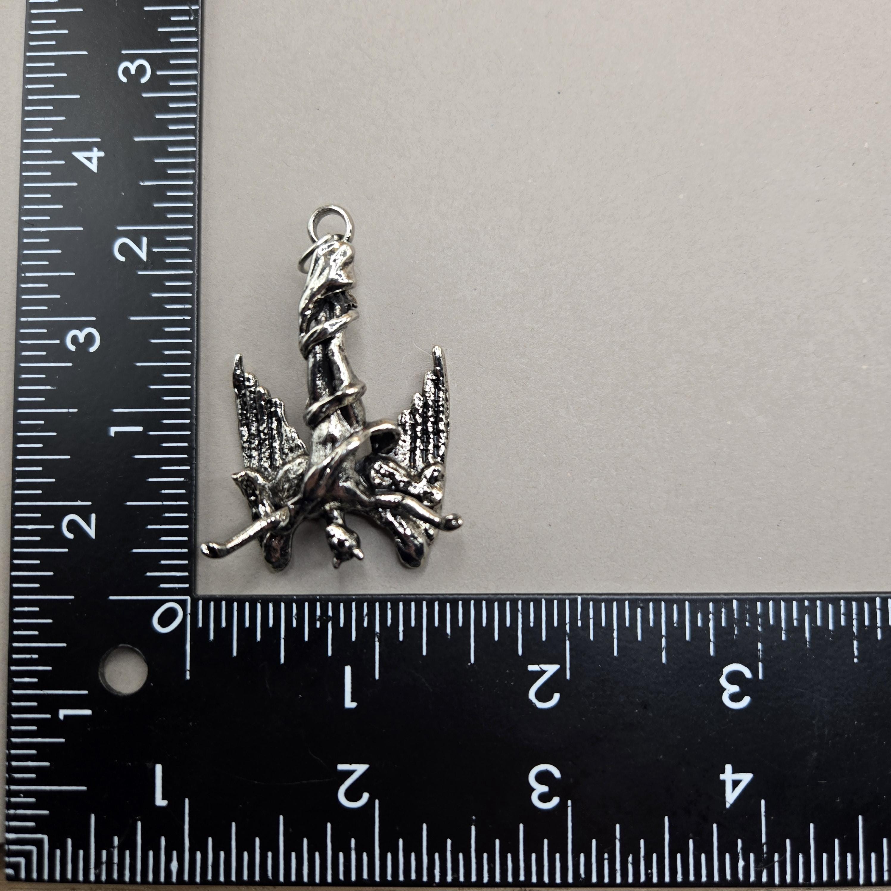 Dark Angel Pendant - Silver Plated Gothic Charm 50x30mm | Beads for Jewelry Making | DIY Bracelet Earring Supply