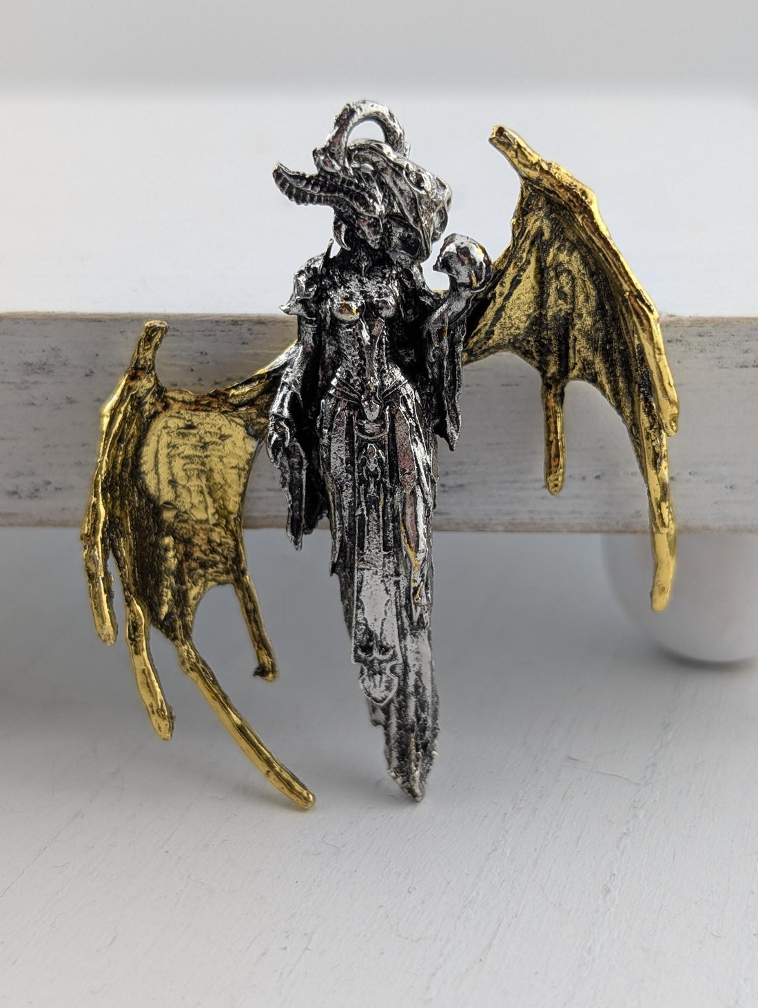 Winged Girl Pendant, Gothic Dance Motif | Silver Plated | Charm