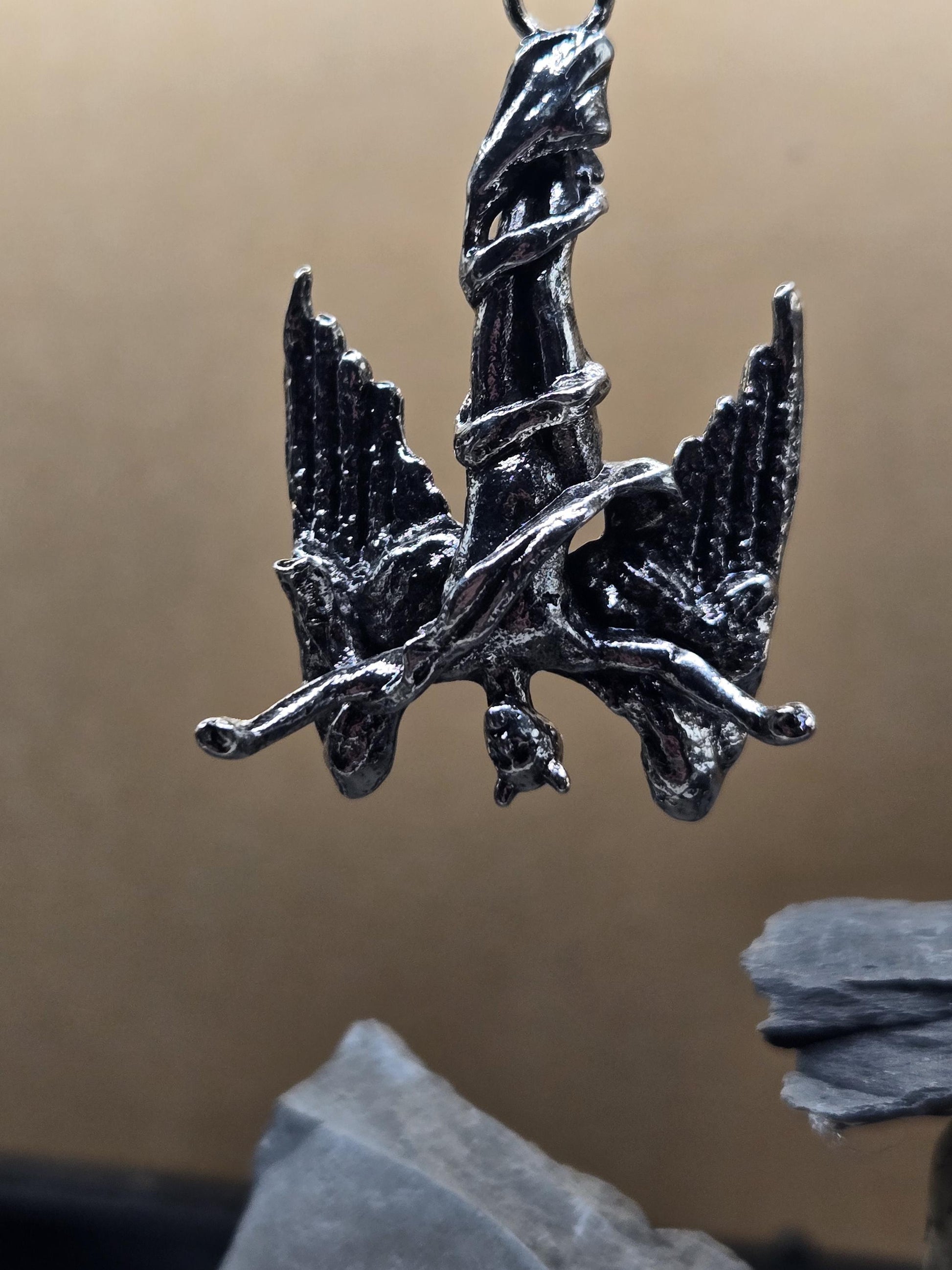 Dark Angel Pendant - Silver Plated Gothic Charm 50x30mm | Beads for Jewelry Making | DIY Bracelet Earring Supply