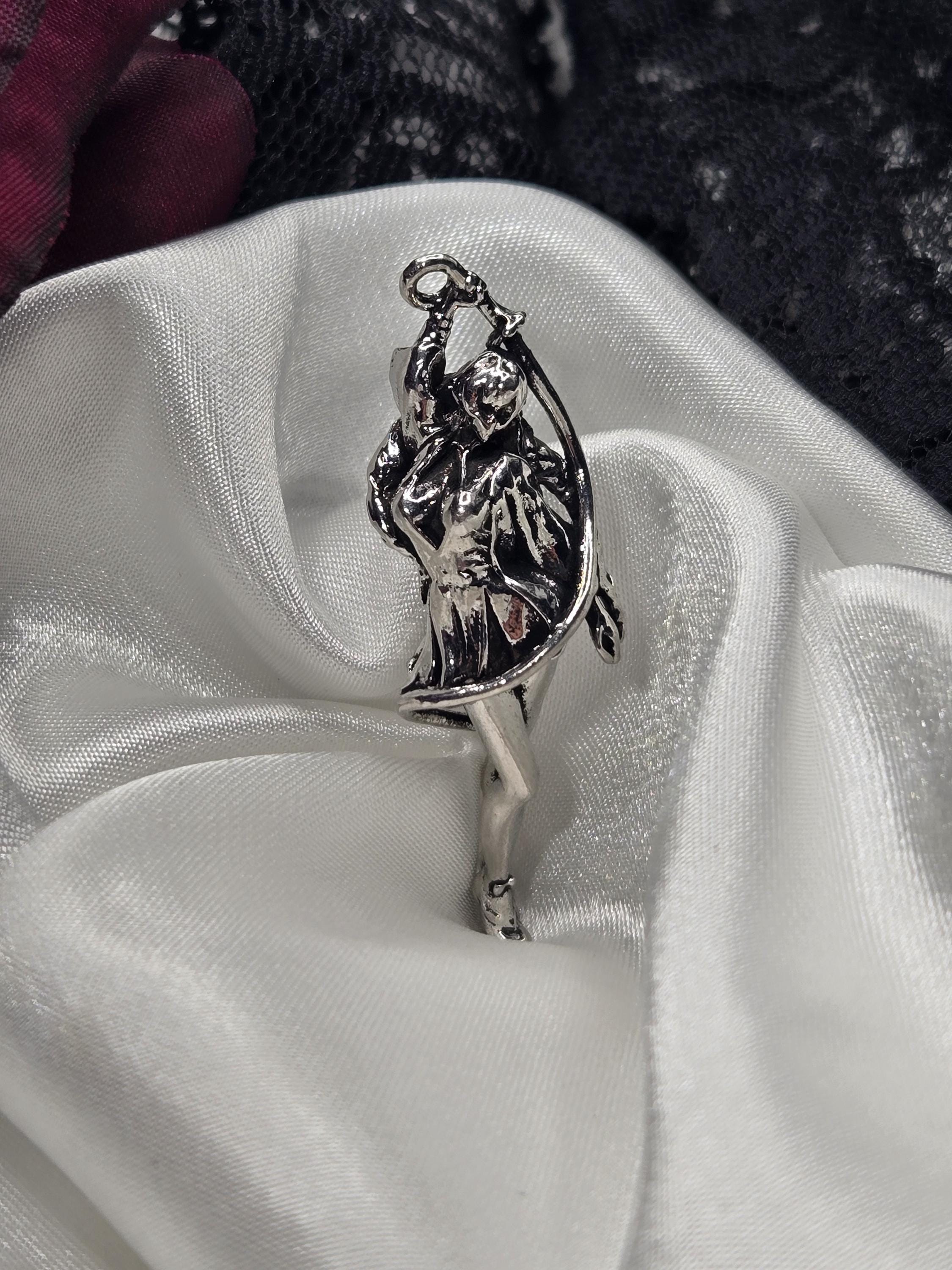 Silver Plated Gothic Pendant: Dark Fantasy Metal Charm | Beads for Jewelry Making | DIY Bracelet Earring Supply