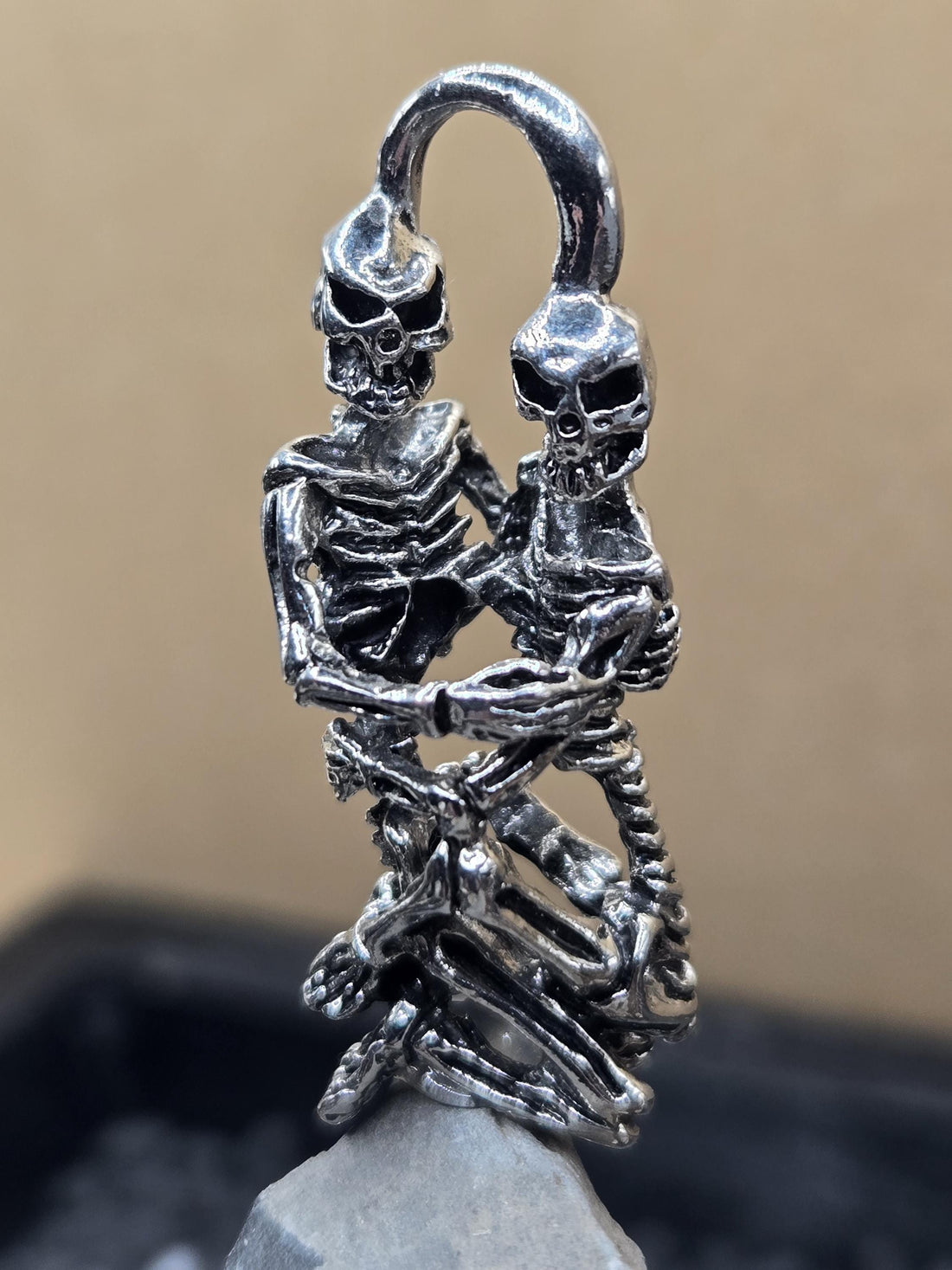 Silver Plated Skull Pendant: Gothic Skeleton Charm for Jewelry | Beads for Jewelry Making | DIY Bracelet Earring Supply