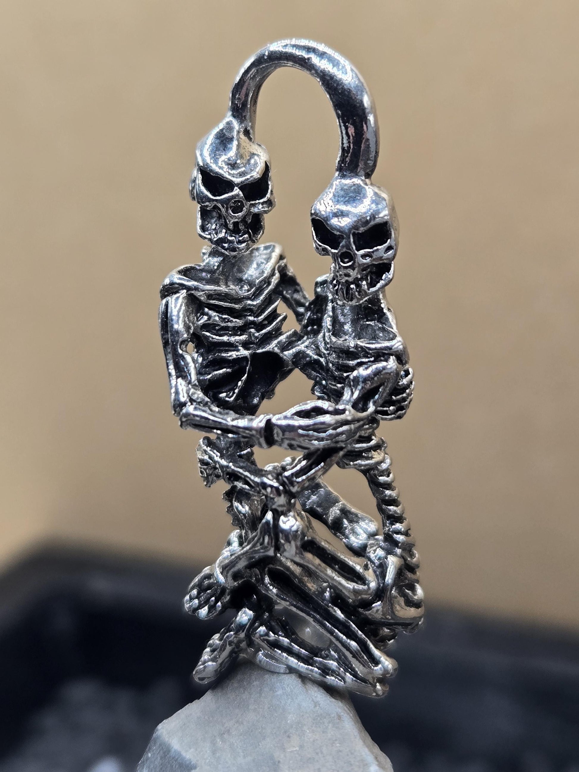 Silver Plated Skull Pendant: Gothic Skeleton Charm for Jewelry | Beads for Jewelry Making | DIY Bracelet Earring Supply