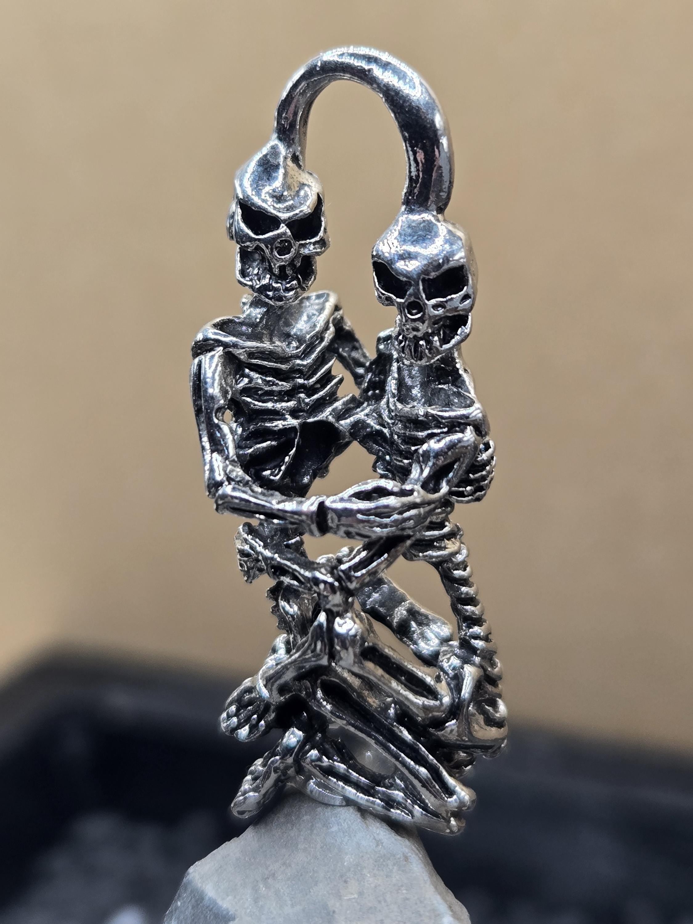 Silver Plated Skull Pendant: Gothic Skeleton Charm for Jewelry | Beads for Jewelry Making | DIY Bracelet Earring Supply