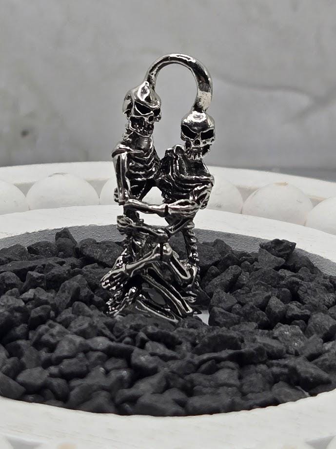 Gothic Skull Pendant, Silver Plated Zinc Alloy | 12mm | DIY Charm