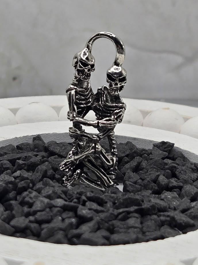 Silver Plated Skull Pendant: Gothic Skeleton Charm for Jewelry | Beads for Jewelry Making | DIY Bracelet Earring Supply
