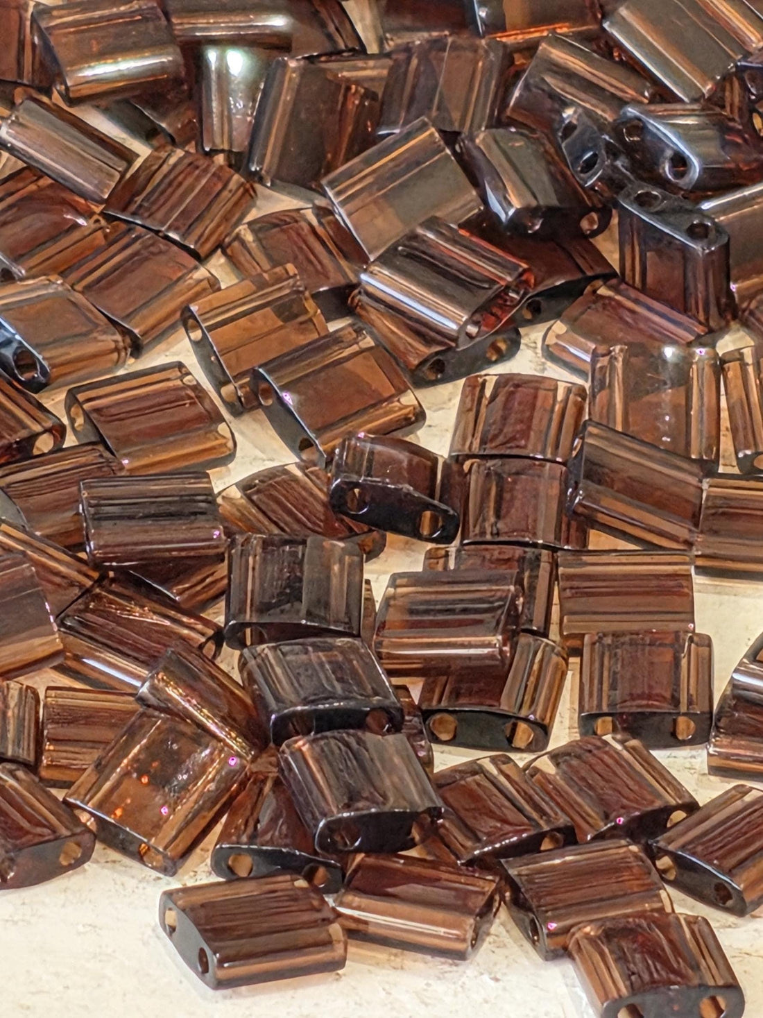 TL0135 Plum Miyuki Tila Beads - Two-Hole Flat Square Glass, 7.5g