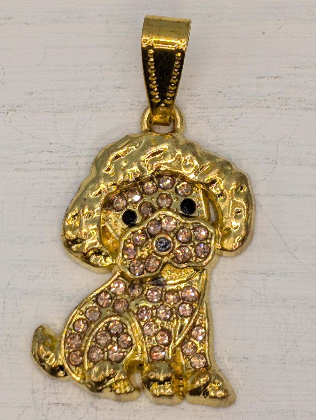 Gold Poodle Pendant - Rhinestone Charm for Necklace or Bag