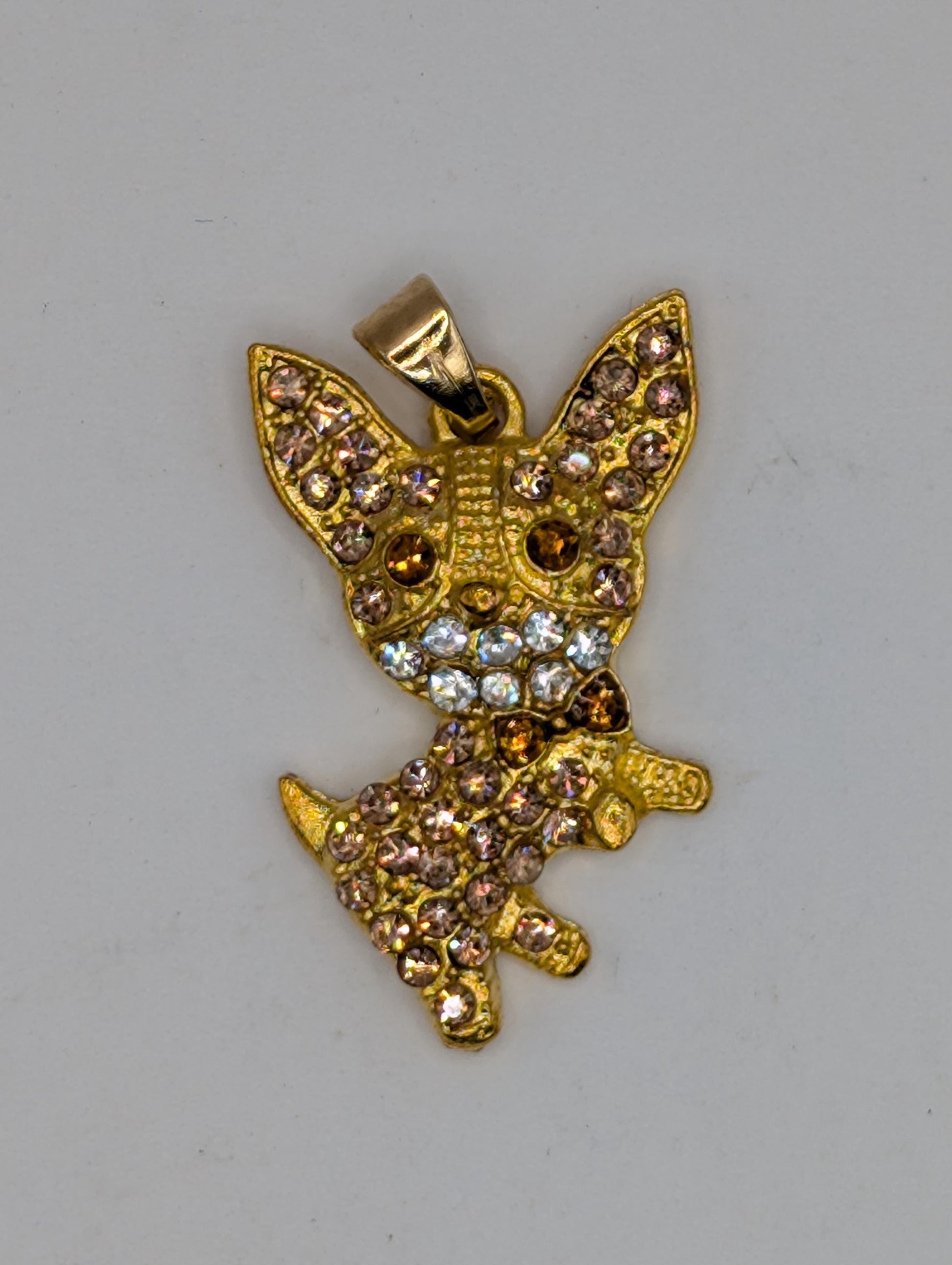 Gold Plated Chihuahua Pendant: Rhinestone Accent Bag Charm | Bag Charm | Purse Accessory | Gift Idea