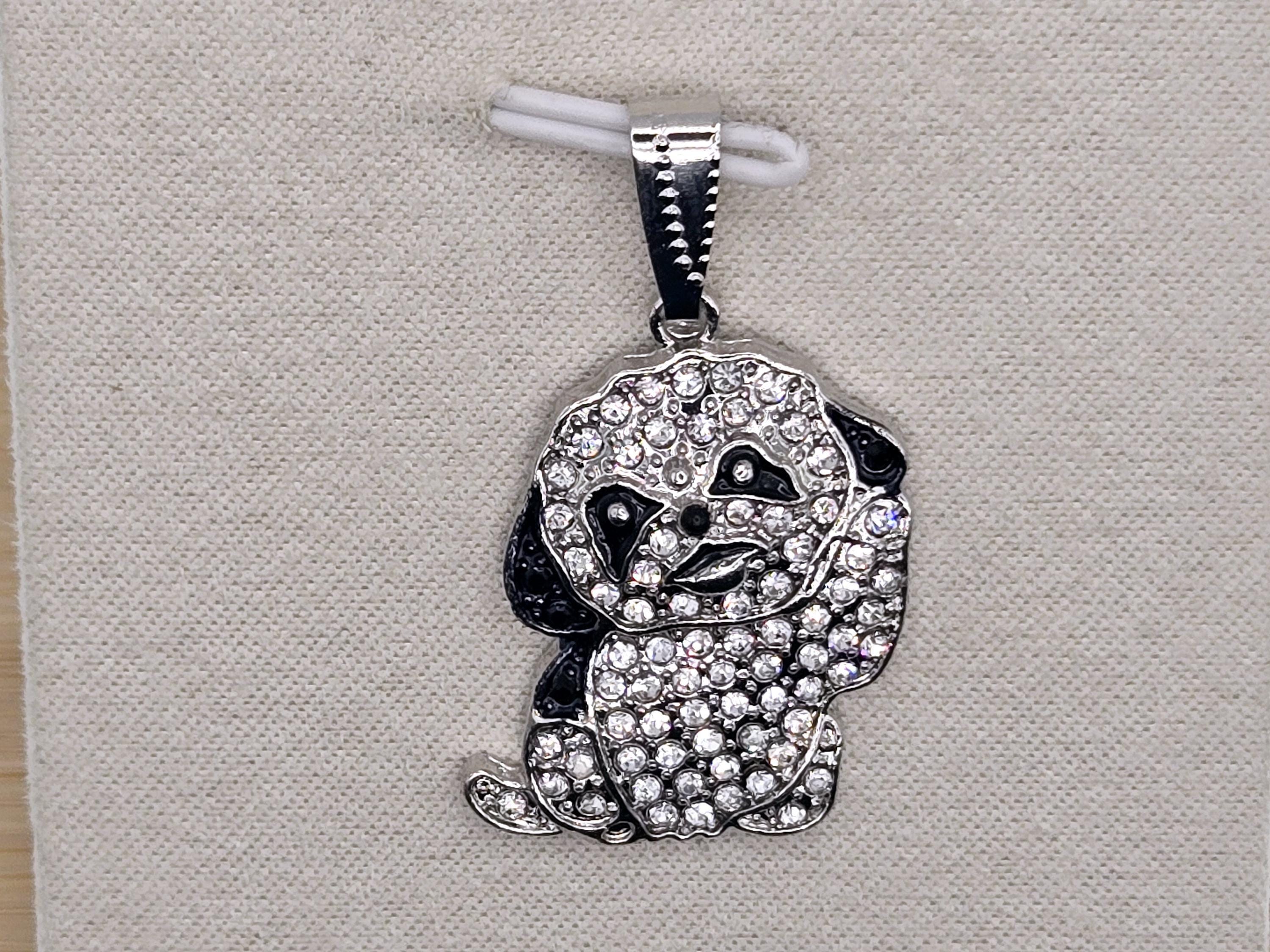 Shih Tzu Pendant: Small Breed Dog Jewelry (Silver Plated, Rhinestone Accent) | Bag Charm | Purse Accessory | Gift Idea