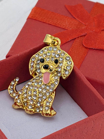 Labrador Pendant: Gold Plated Dog Charm (Rhinestone Accent for Bag or Keychain) | Bag Charm | Purse Accessory | Gift Idea