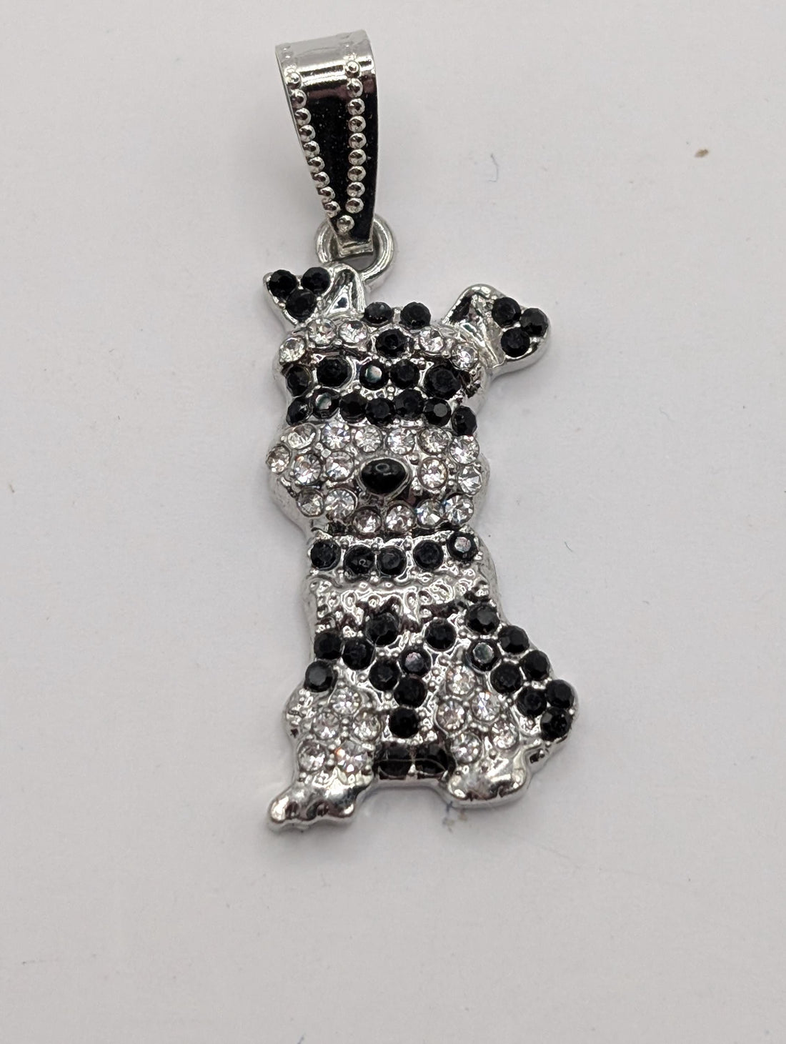 Schnauzer Silver Pendant Rhinestone Accent (Dog Lover Necklace or Charm) | Bag Charm | Purse Accessory | Gift Idea