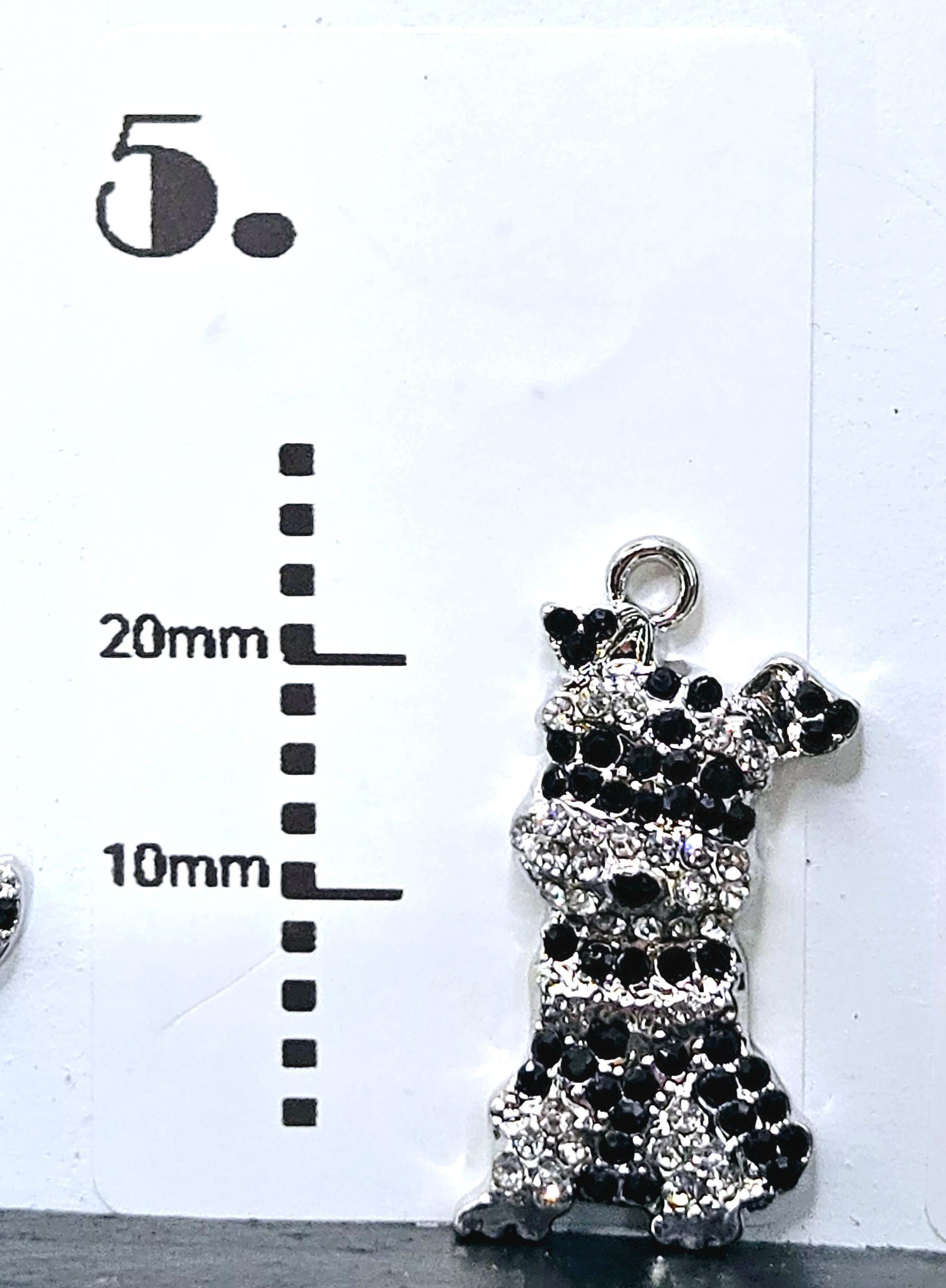 Schnauzer Silver Pendant Rhinestone Accent (Dog Lover Necklace or Charm)