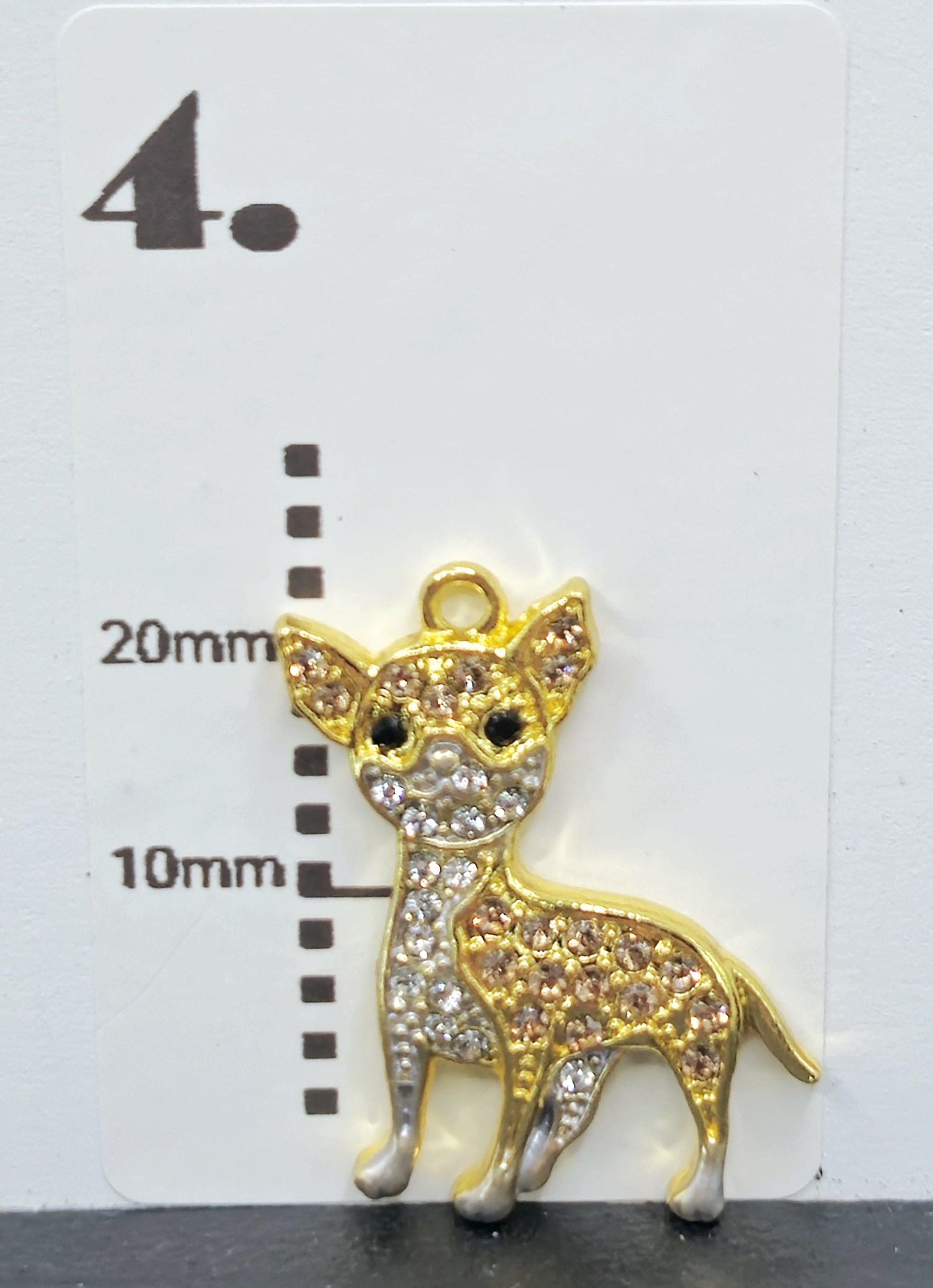 Chihuahua Dog Pendant: Gold Plated with Sparkling Rhinestones | Bag Charm | Purse Accessory | Gift Idea