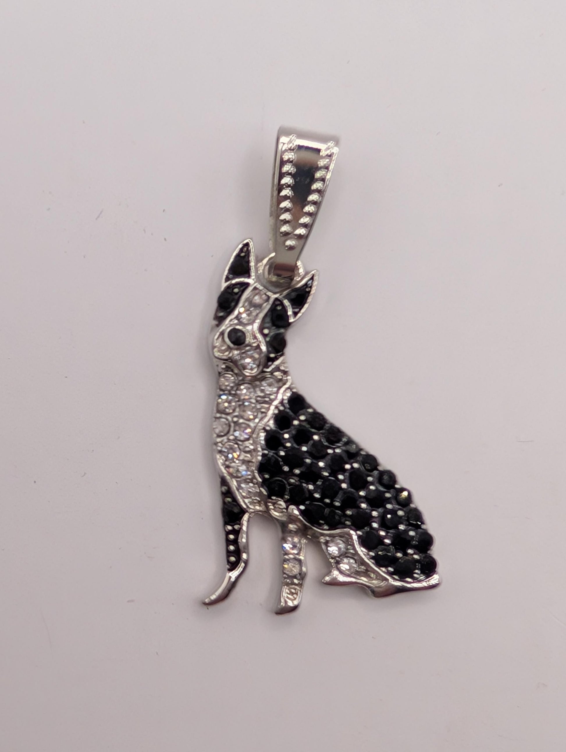 Boxer Dog Pendant: Silver Plated Sparkling Charm (Jewelry or Bag)
