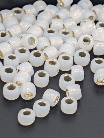 Toho Japanese Seed Beads: Silver-Lined Milky White - Size 6/0, 2.5" Tube ~8-9g