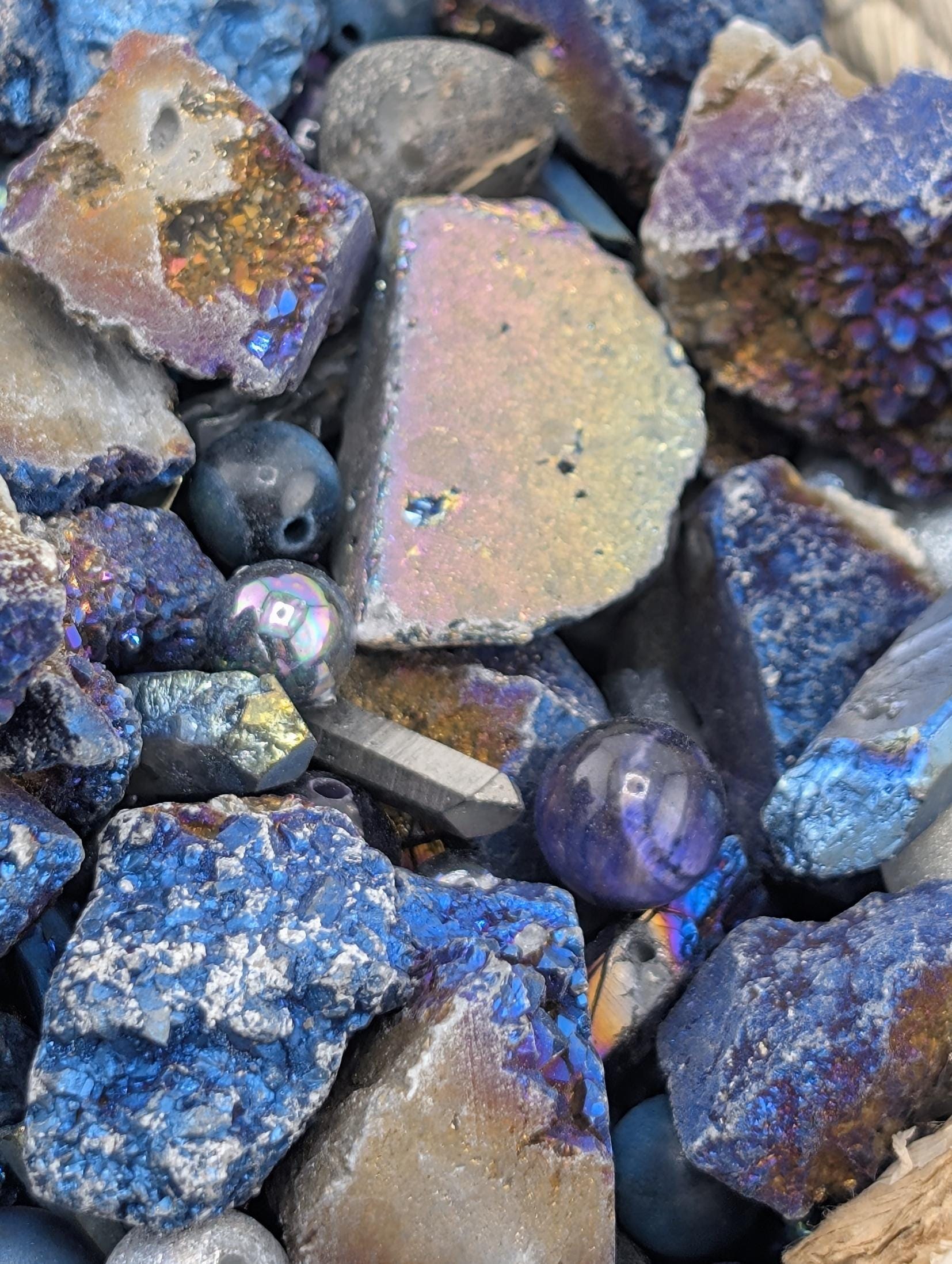 Exclusive "Titanium Rainbow" Gemstone Bead Soup Mix: 2oz Natural Stone Jewelry Making