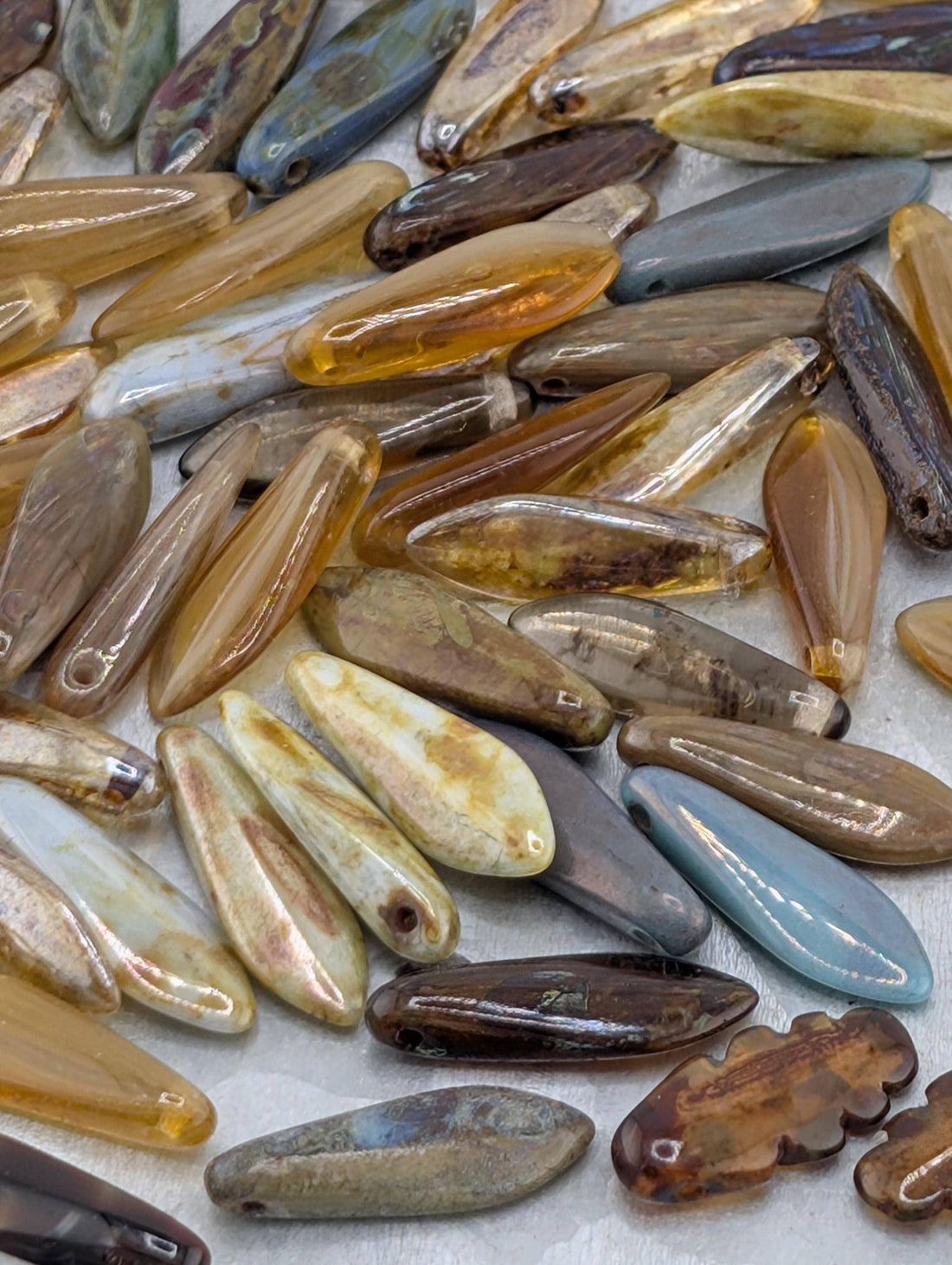 Czech Dagger Bead, Glass GemstonesJewelry Craft Supply, Elegant Gothic Flair, Unique Boho Accessories: Picasso 10g