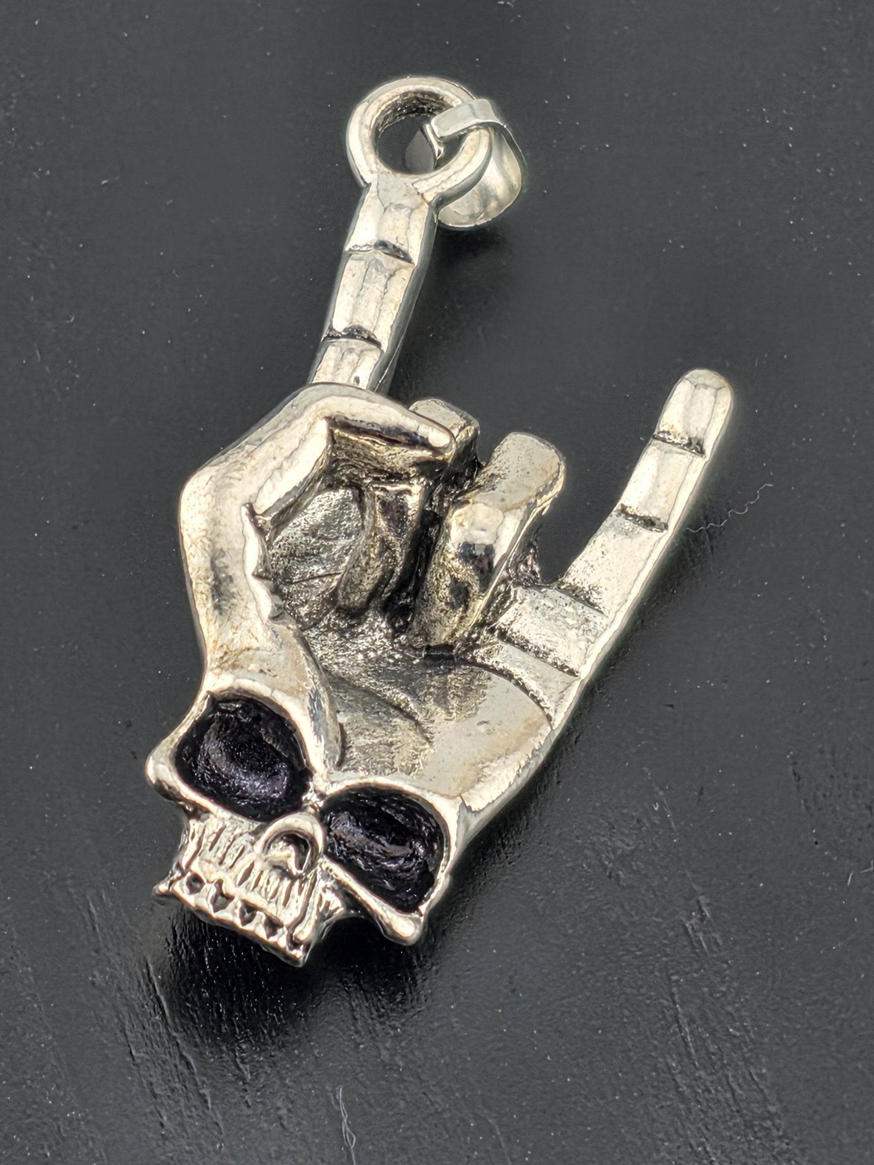 Gothic Skull Pendant Necklace, Silver Tone (Rock Style Charm) | Beads for Jewelry Making | DIY Bracelet Earring Supply