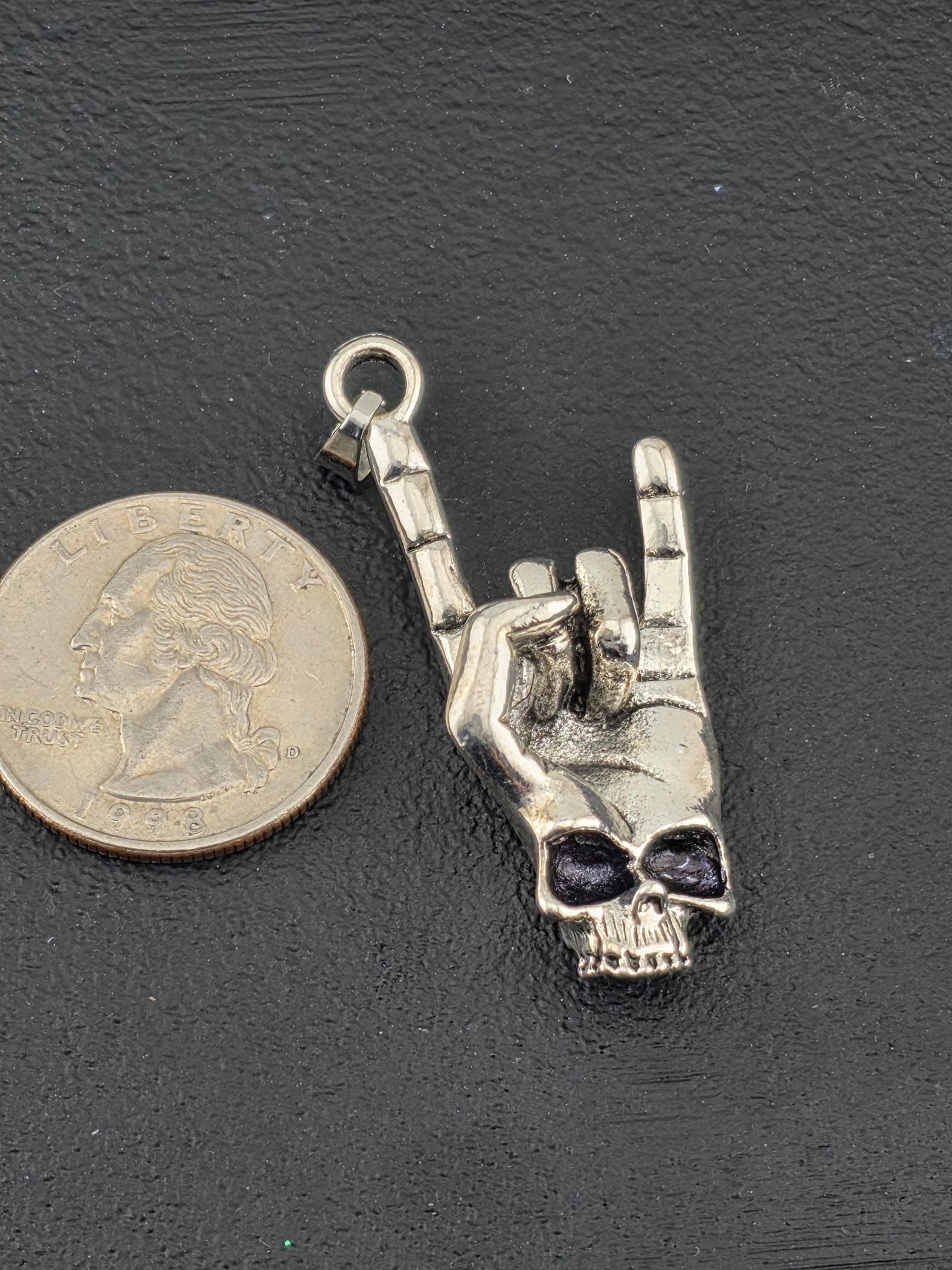 Gothic Skull Pendant Necklace, Silver Tone (Rock Style Charm) | Beads for Jewelry Making | DIY Bracelet Earring Supply