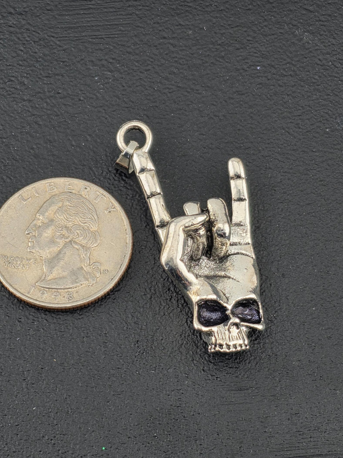 Gothic Rock Style Skull Pendant, Silver Tone Charm | DIY Jewelry Supply
